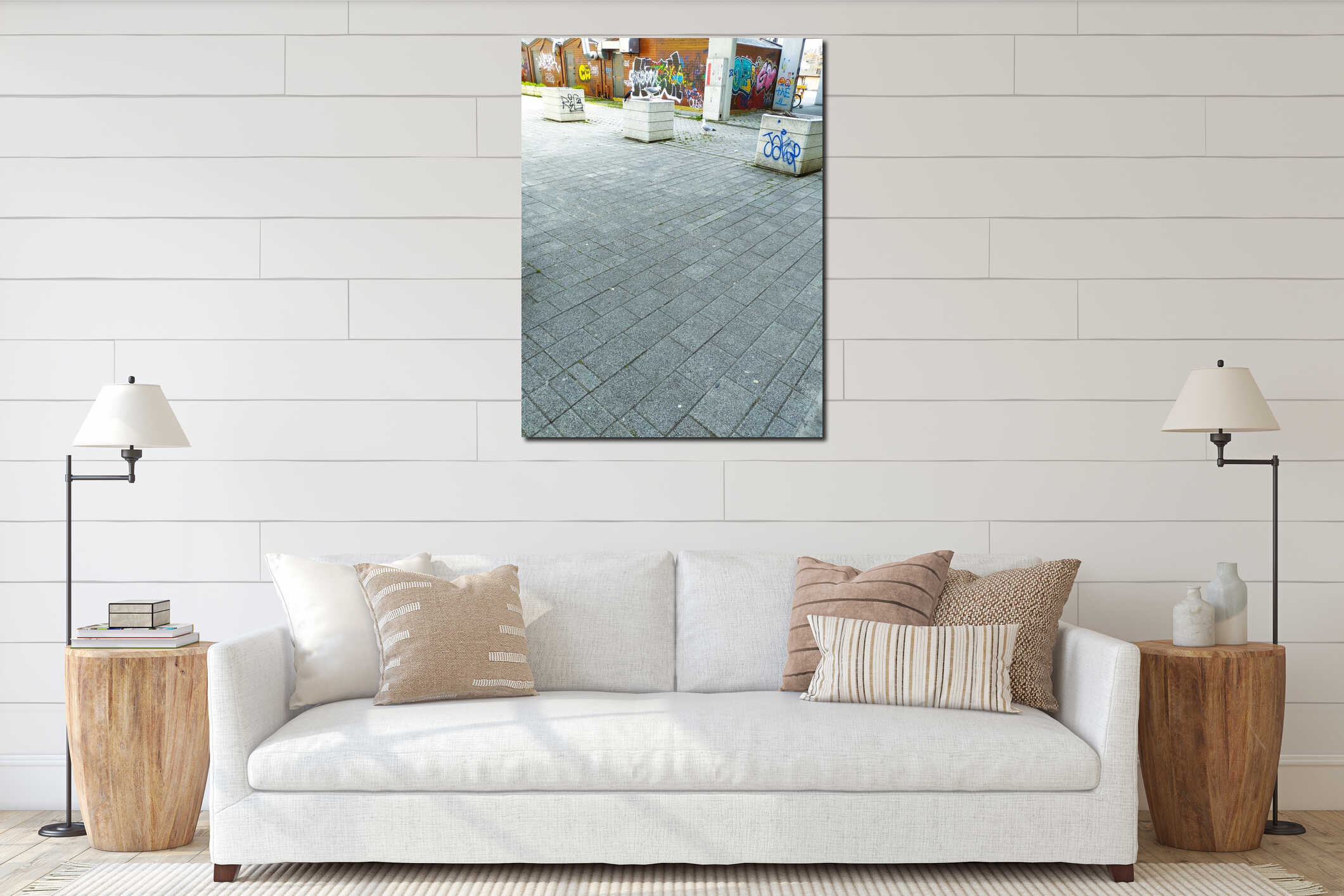 Canvas hanging interior mockup