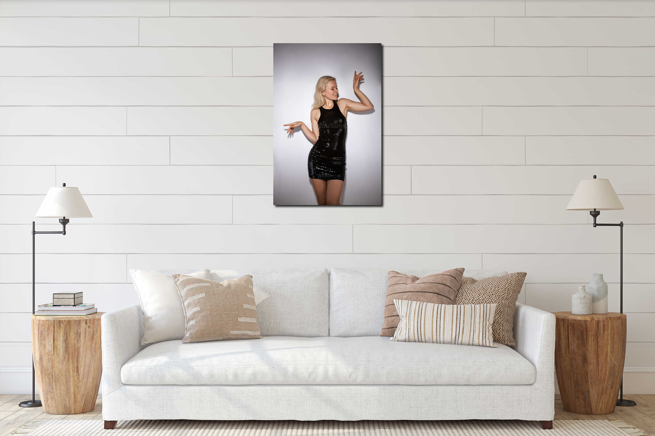 Canvas hanging interior mockup
