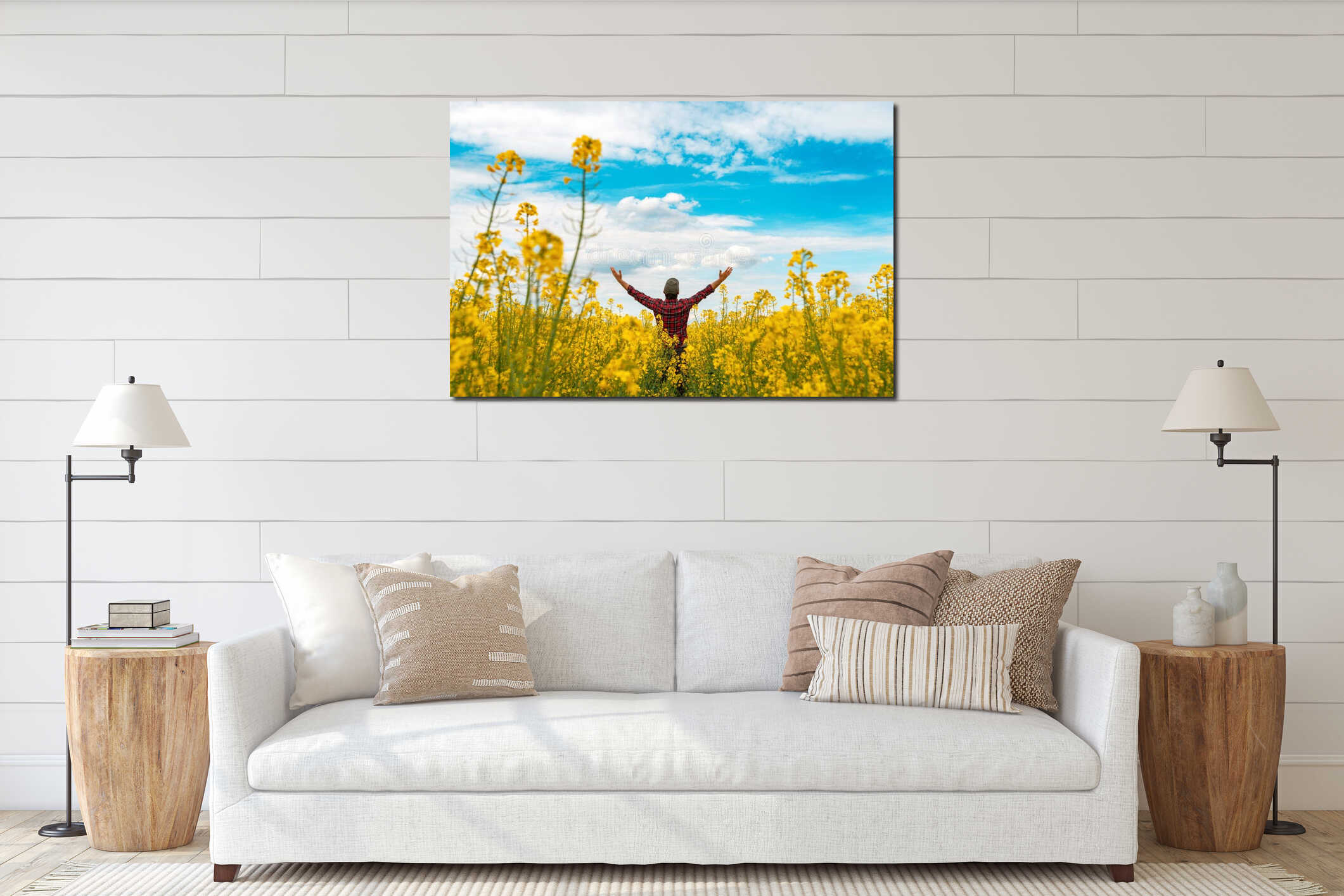 Canvas hanging interior mockup