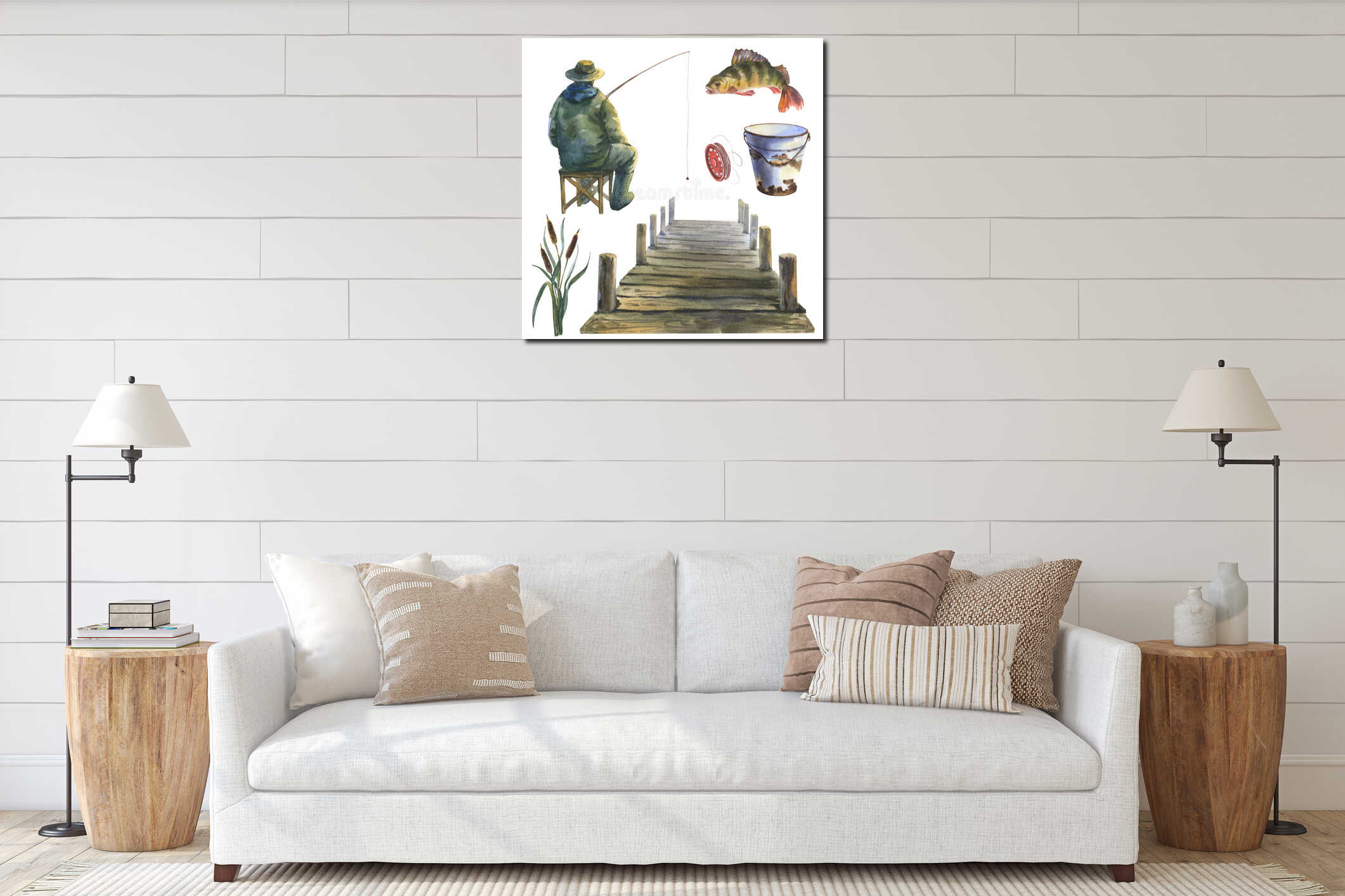 Canvas hanging interior mockup