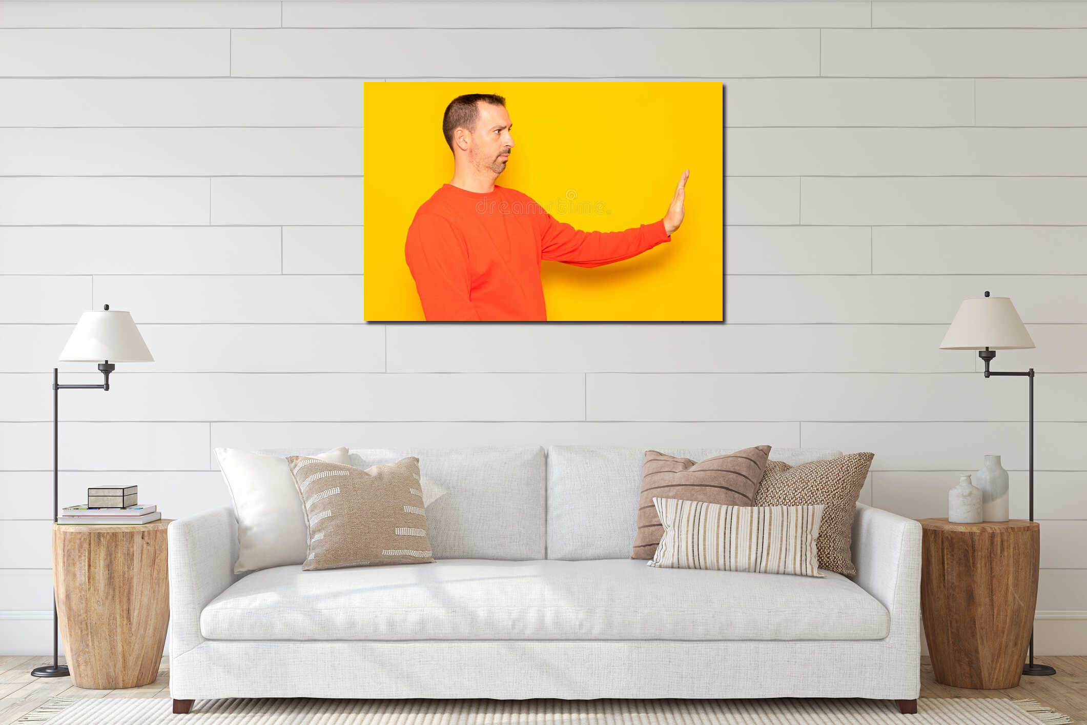 Canvas hanging interior mockup