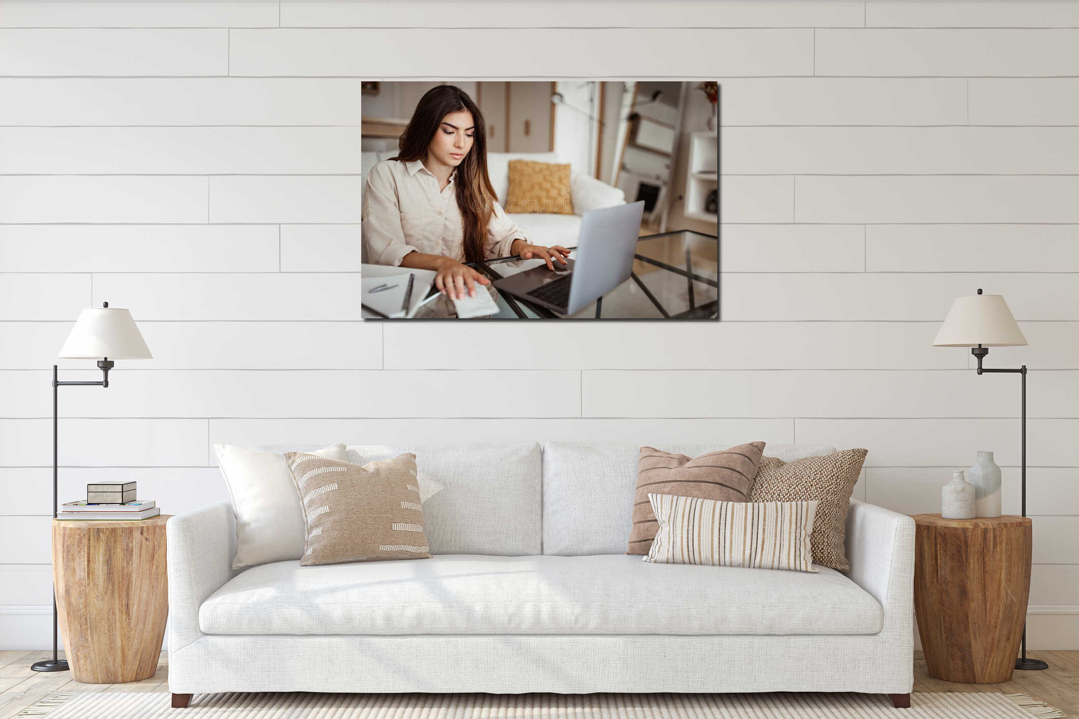 Canvas hanging interior mockup