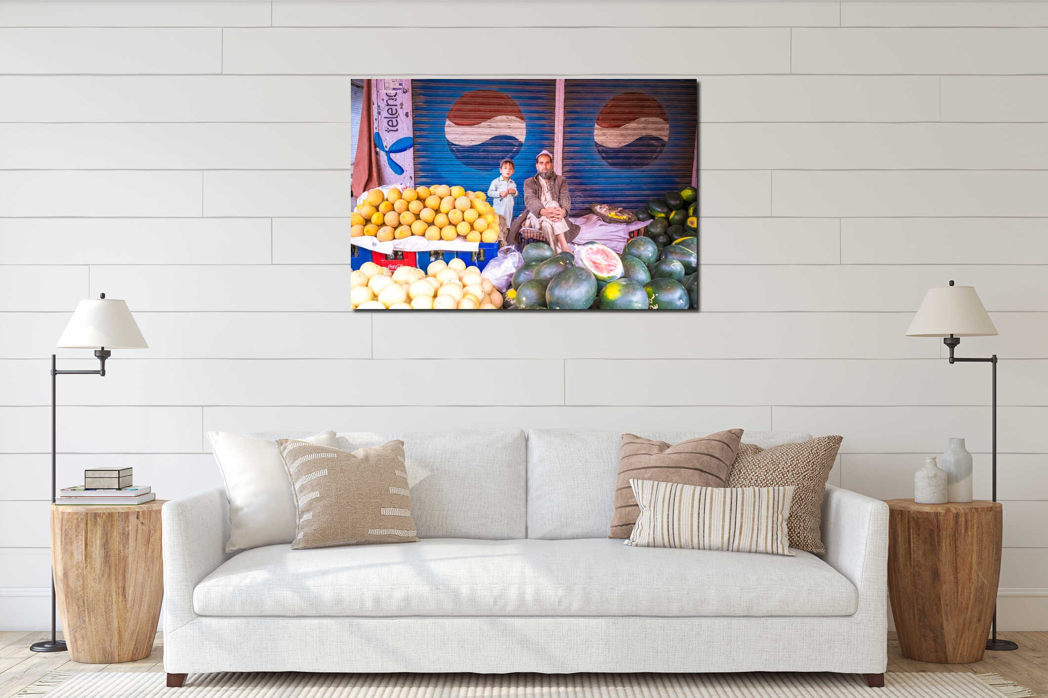Canvas hanging interior mockup