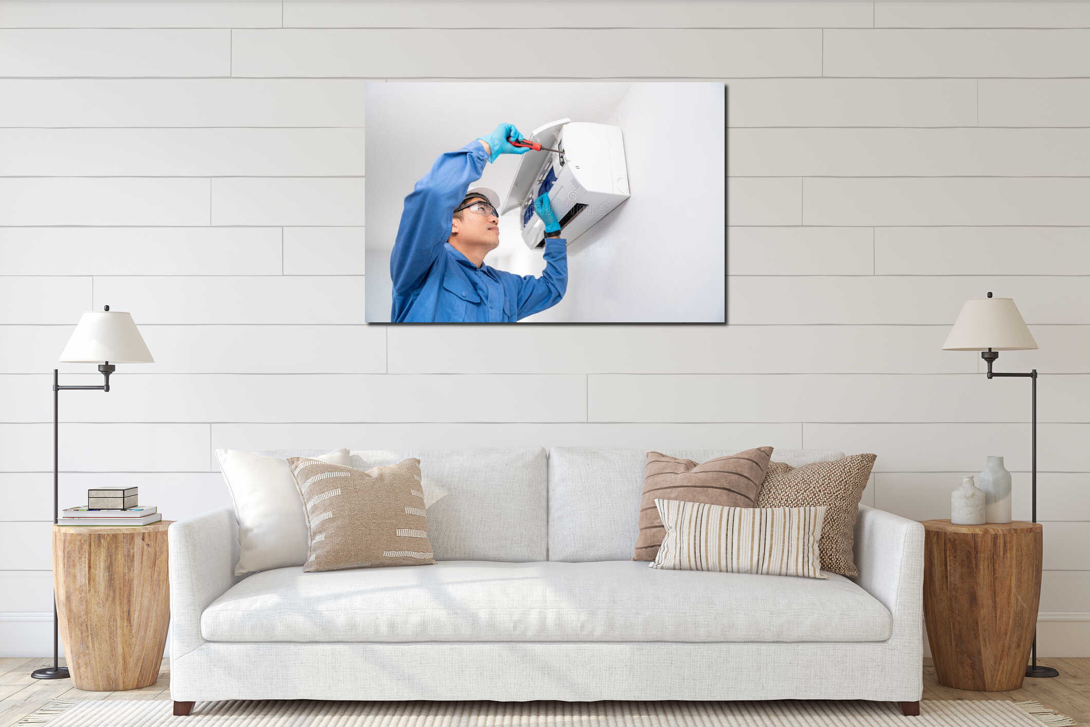 Canvas hanging interior mockup