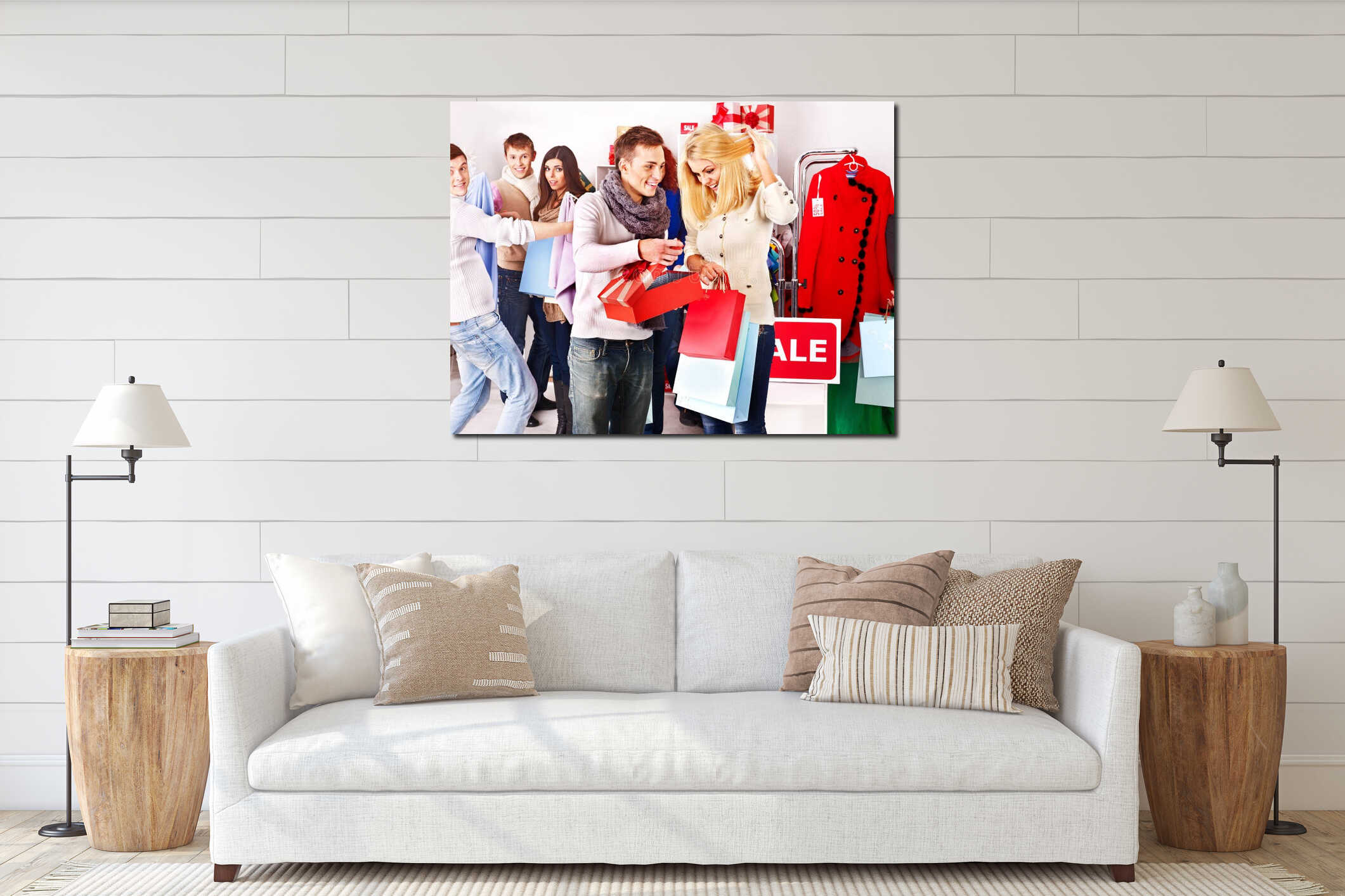 Canvas hanging interior mockup