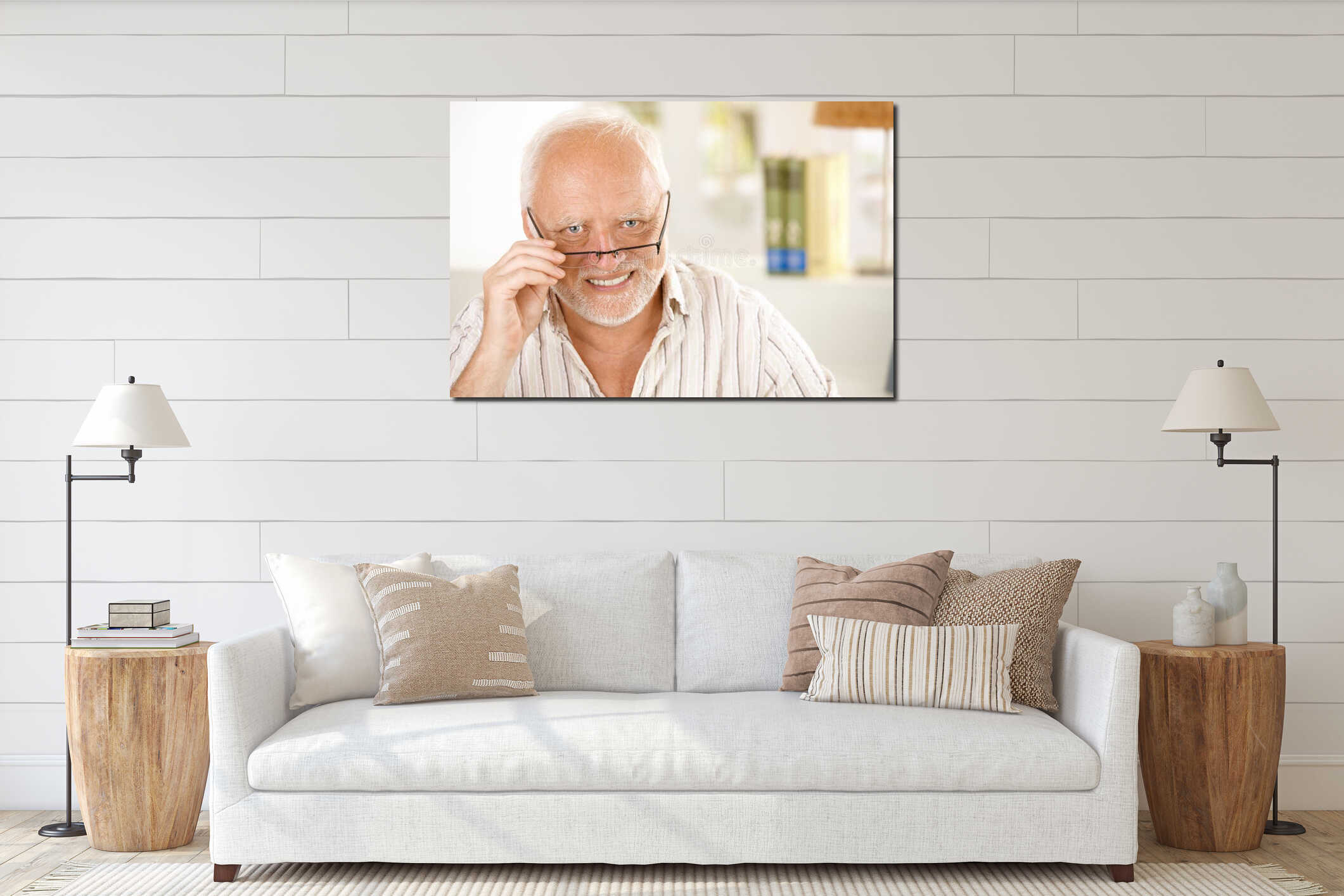 Canvas hanging interior mockup