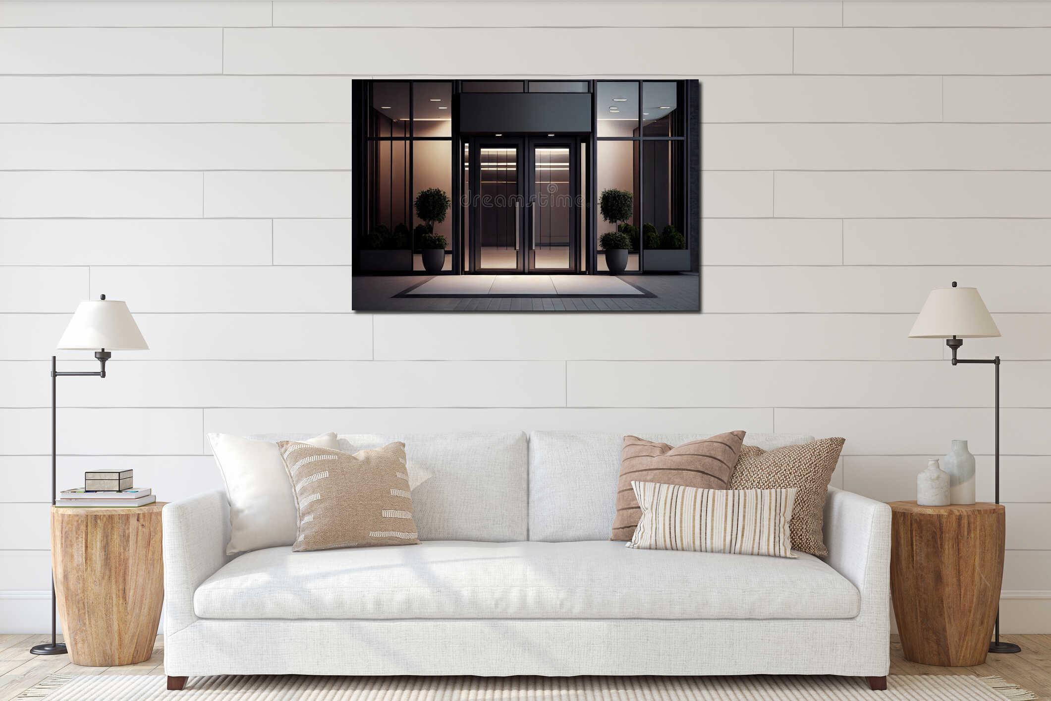 Canvas hanging interior mockup