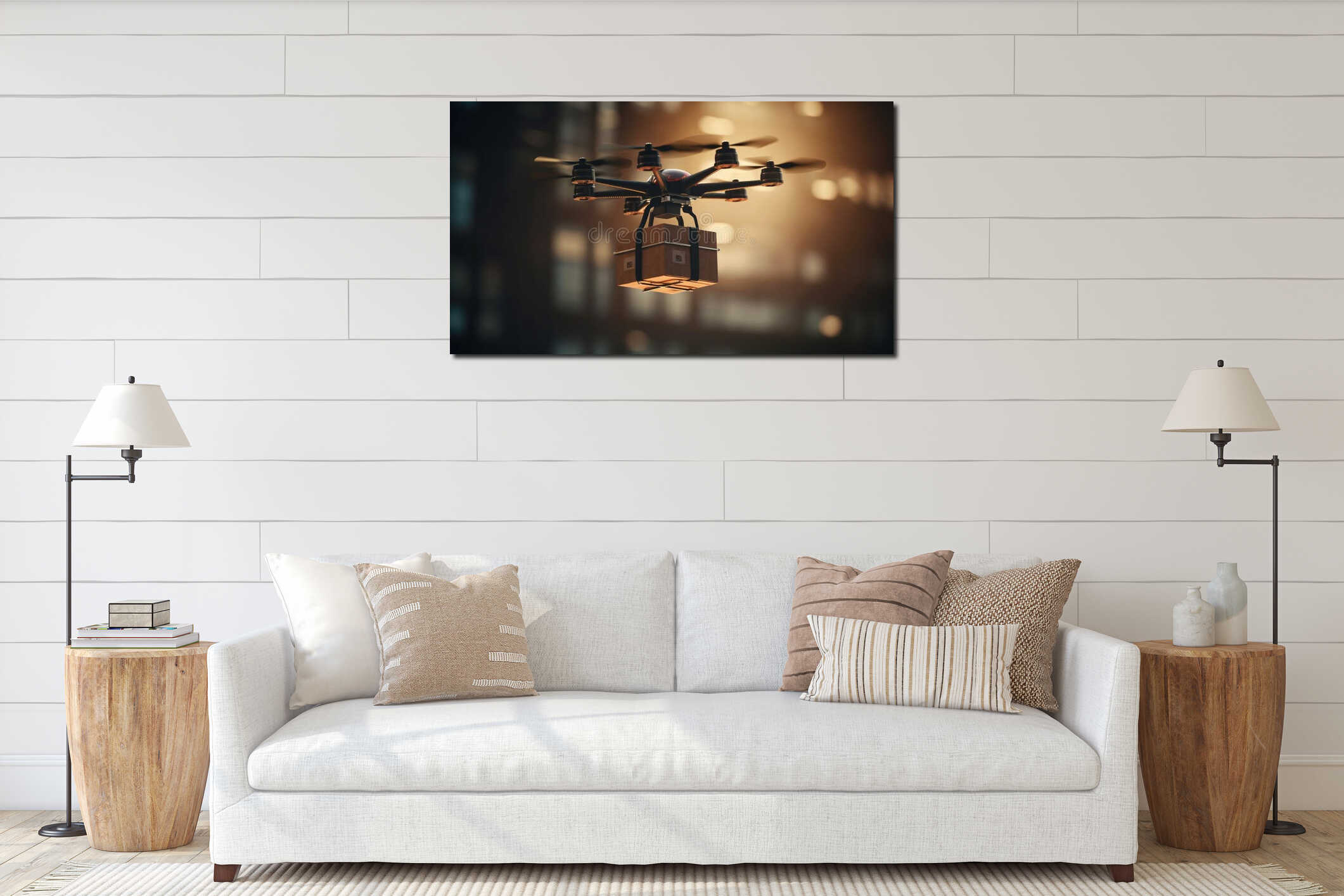 Canvas hanging interior mockup