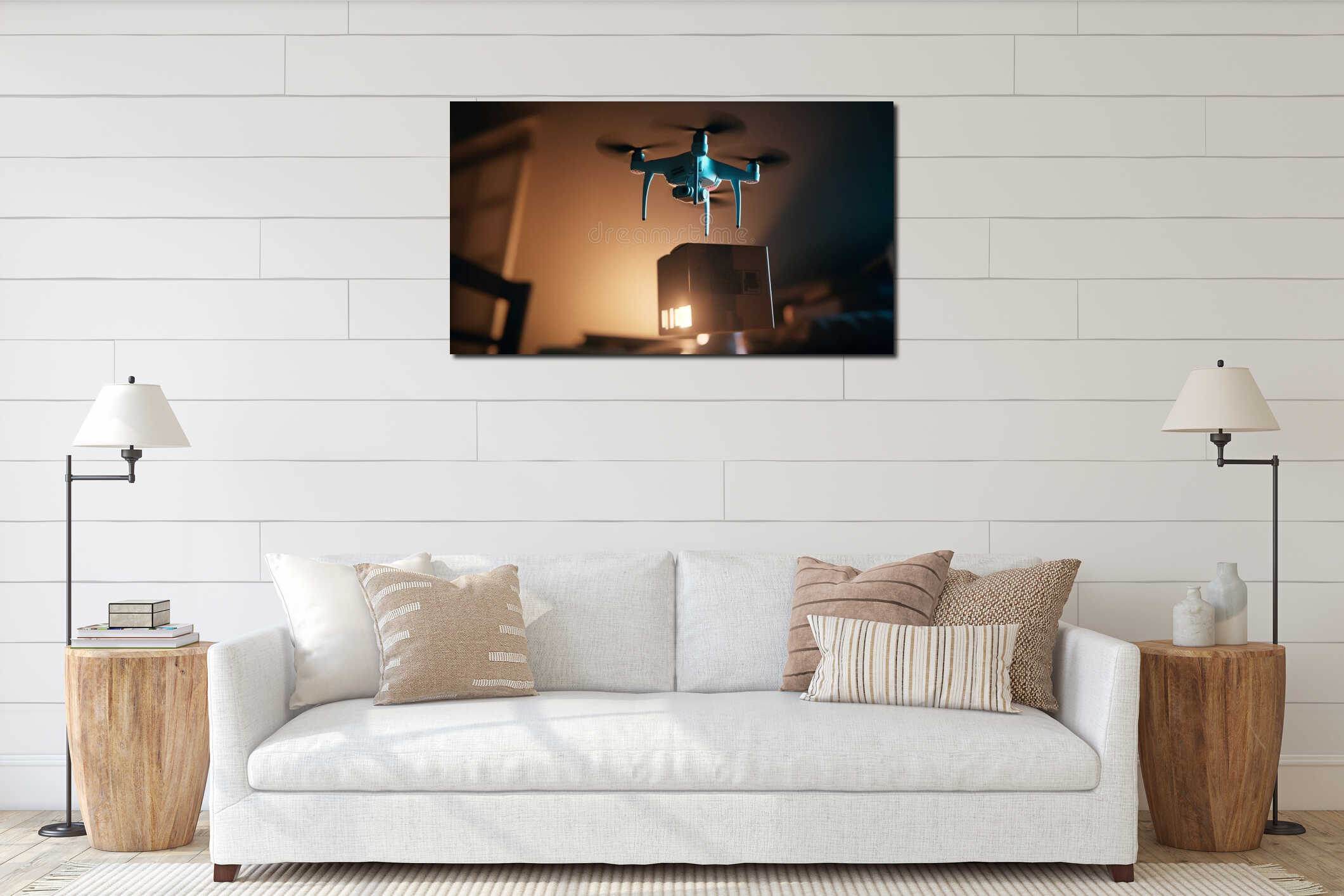 Canvas hanging interior mockup