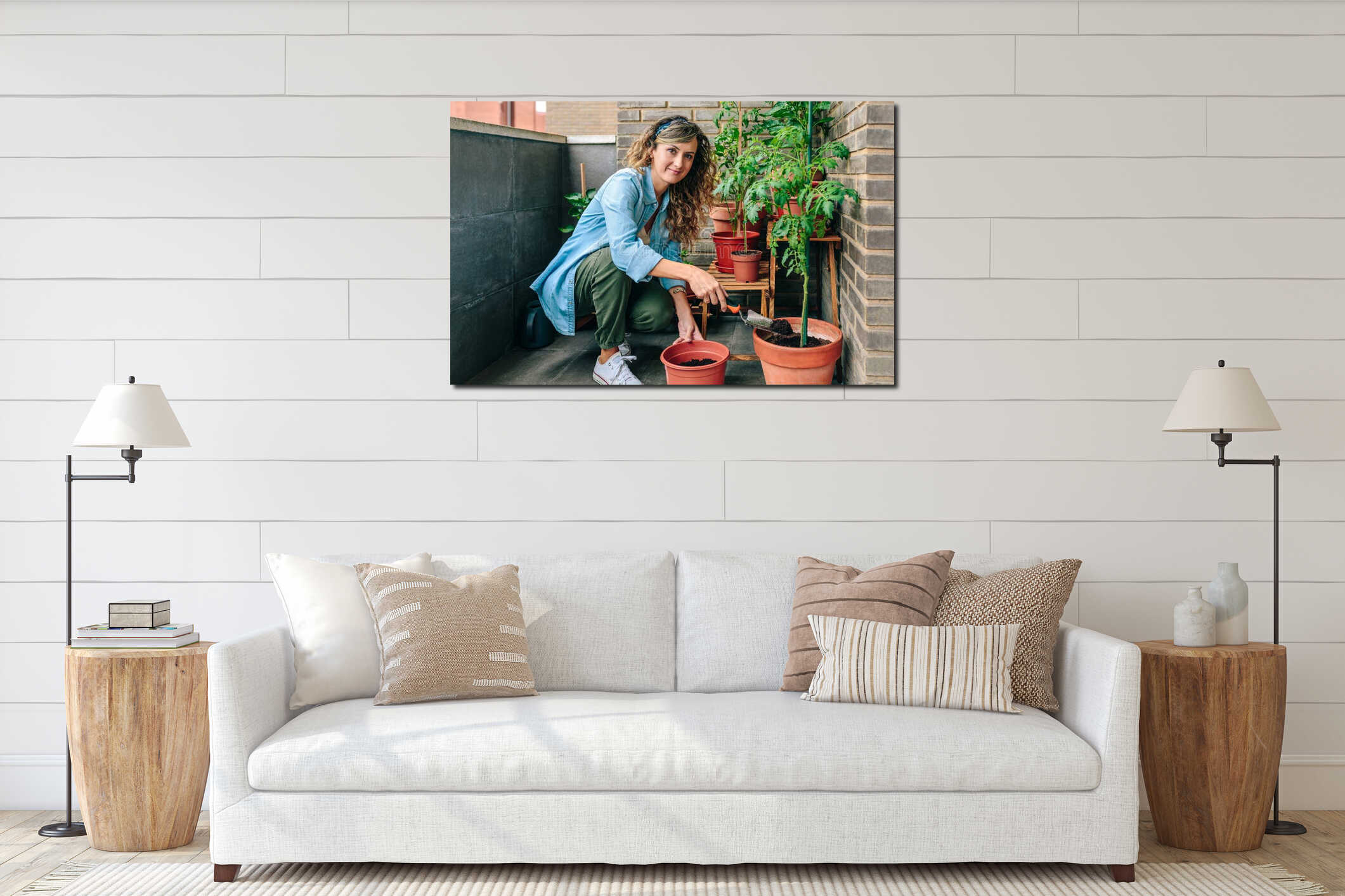 Canvas hanging interior mockup