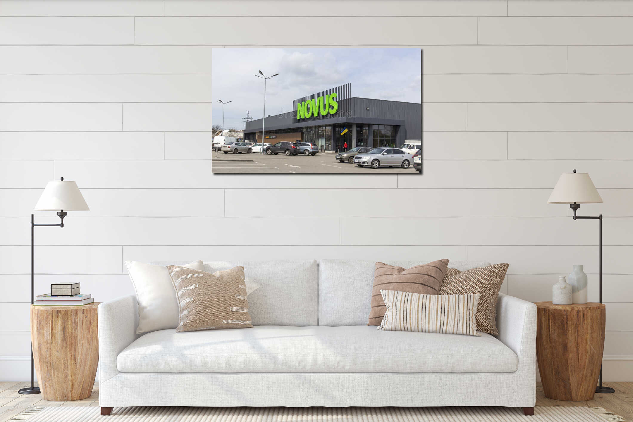 Canvas hanging interior mockup