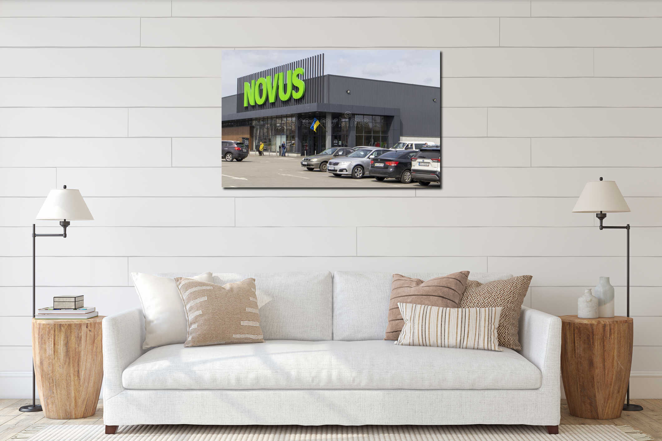 Canvas hanging interior mockup