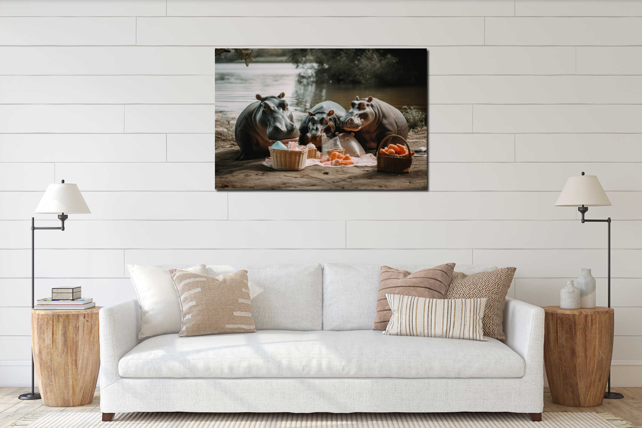 Canvas hanging interior mockup