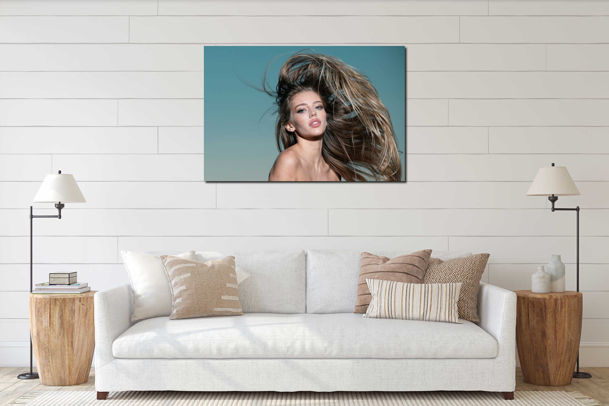 Canvas hanging interior mockup