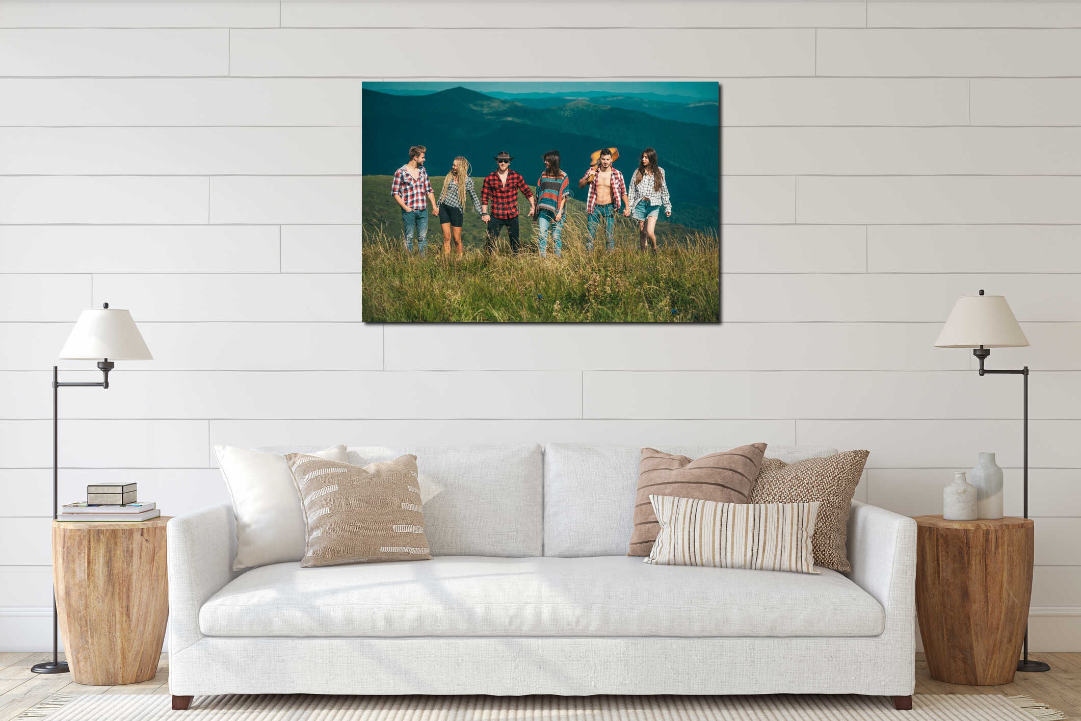 Canvas hanging interior mockup