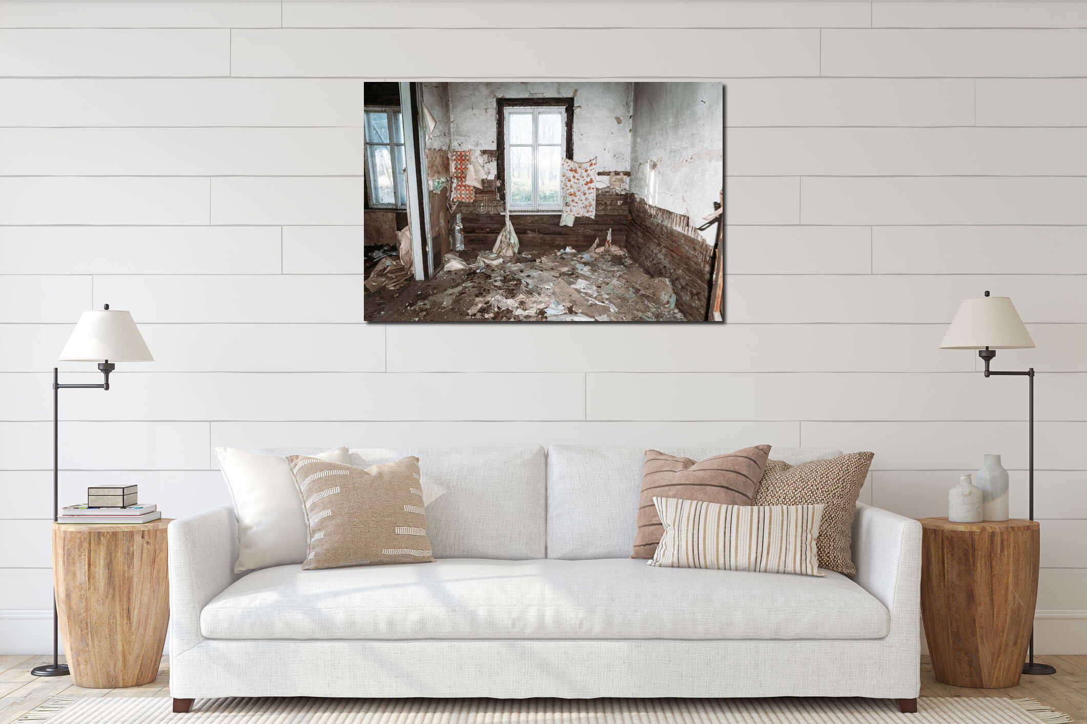Canvas hanging interior mockup