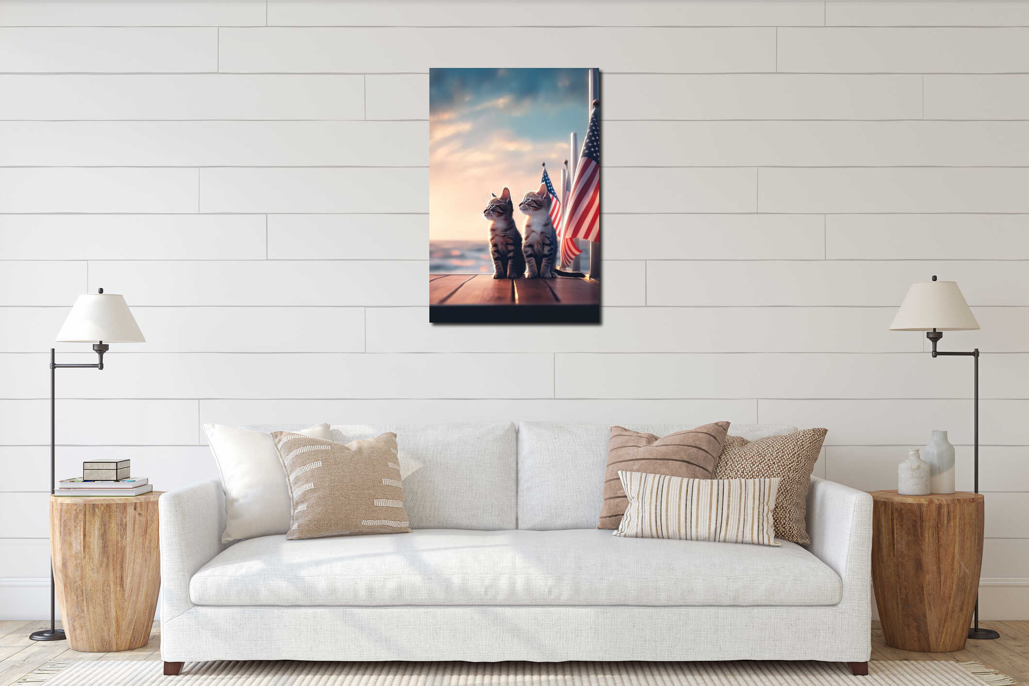 Canvas hanging interior mockup