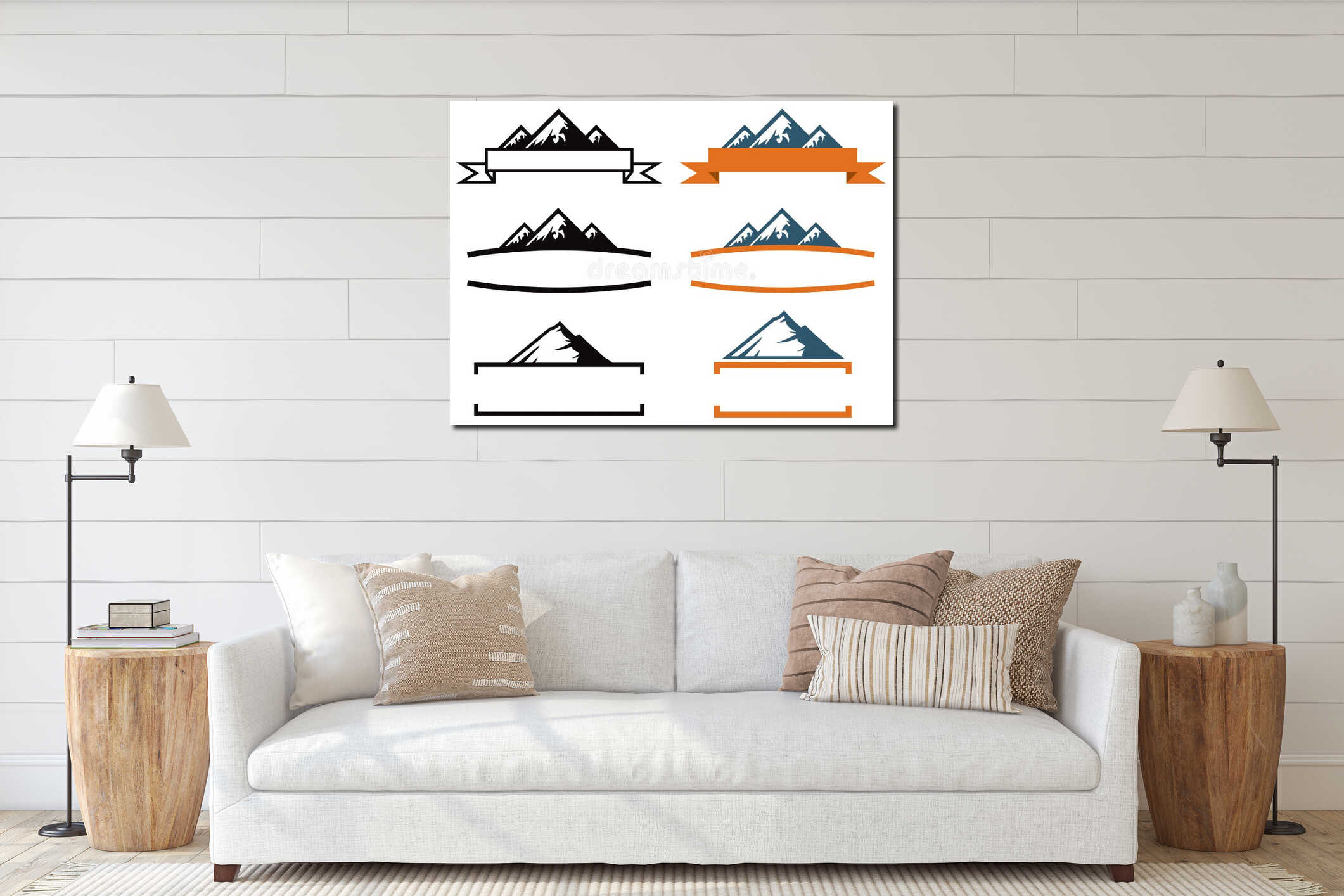 Canvas hanging interior mockup