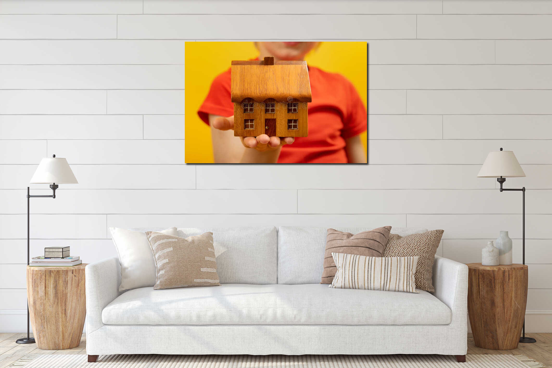 Canvas hanging interior mockup