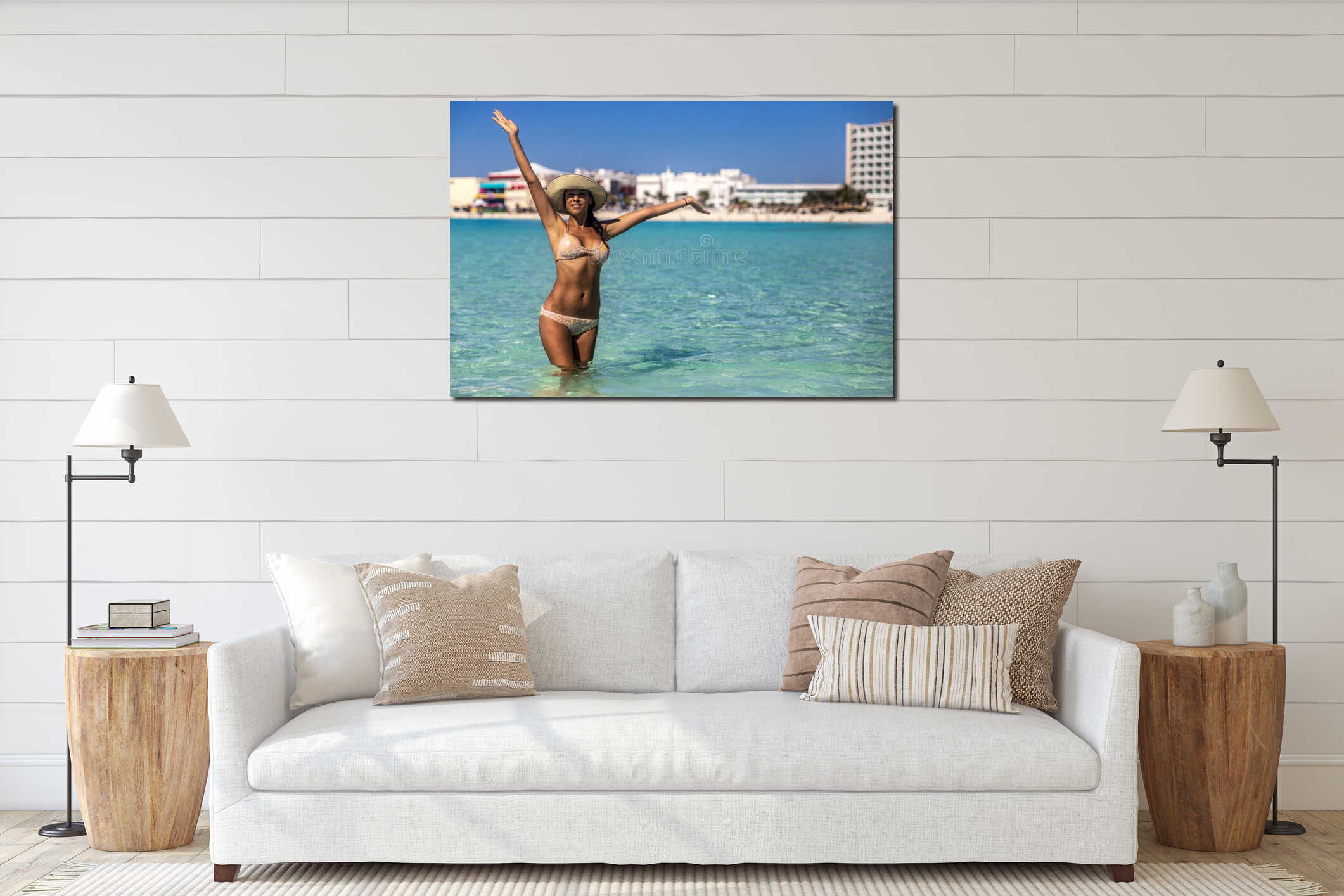 Canvas hanging interior mockup