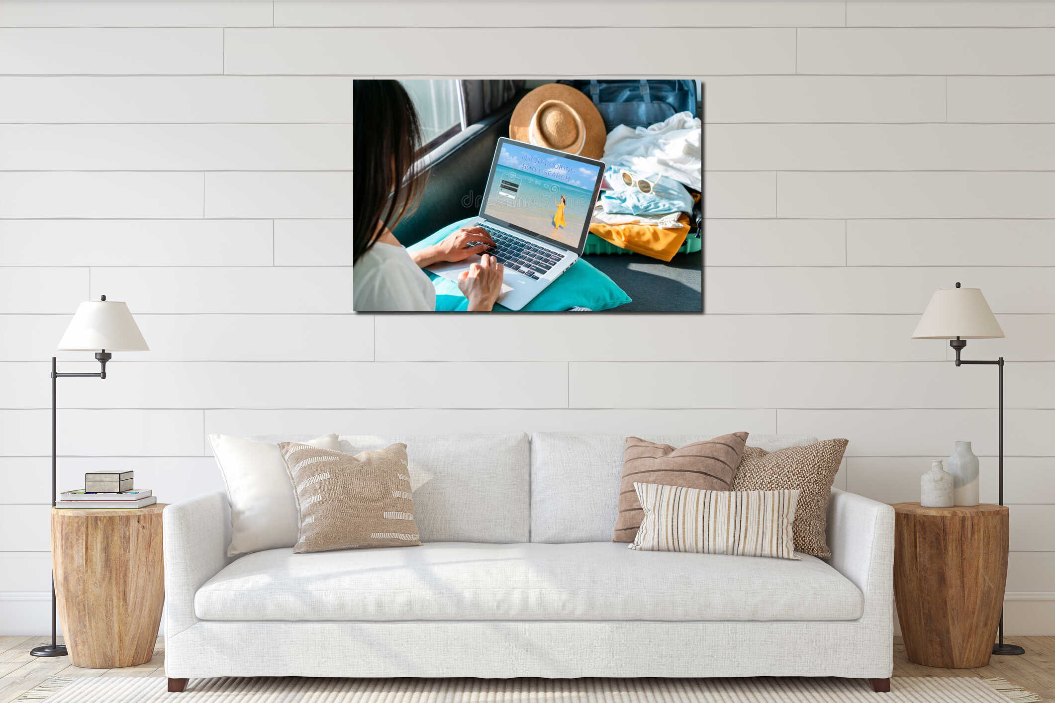 Canvas hanging interior mockup