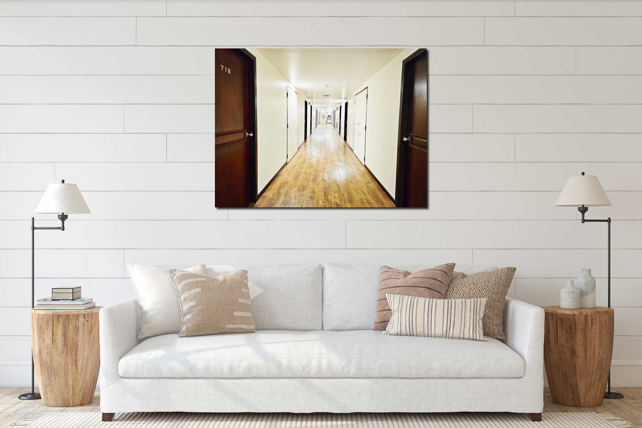 Canvas hanging interior mockup