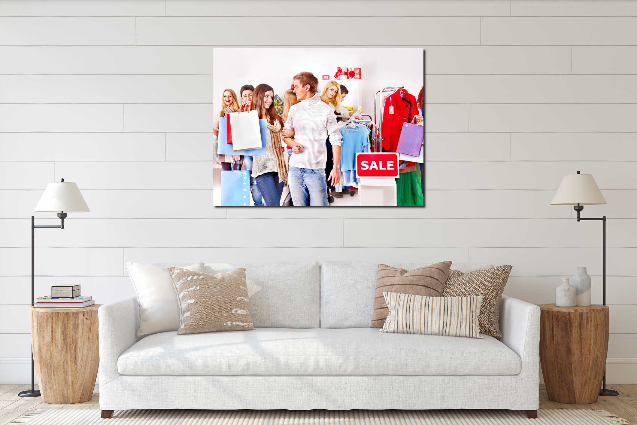 Canvas hanging interior mockup
