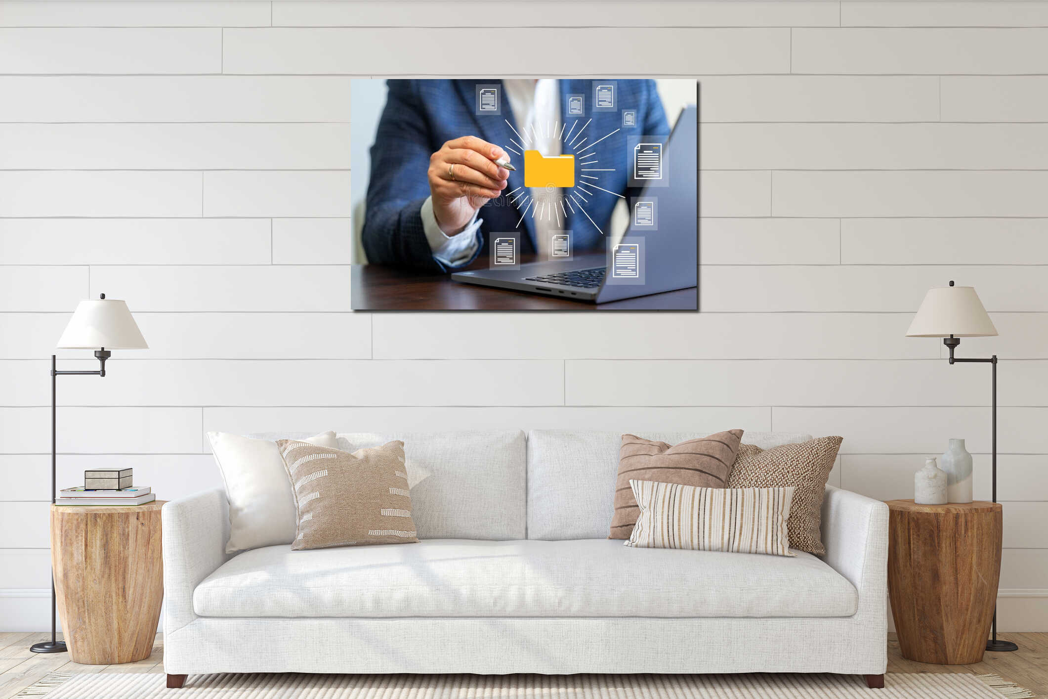 Canvas hanging interior mockup