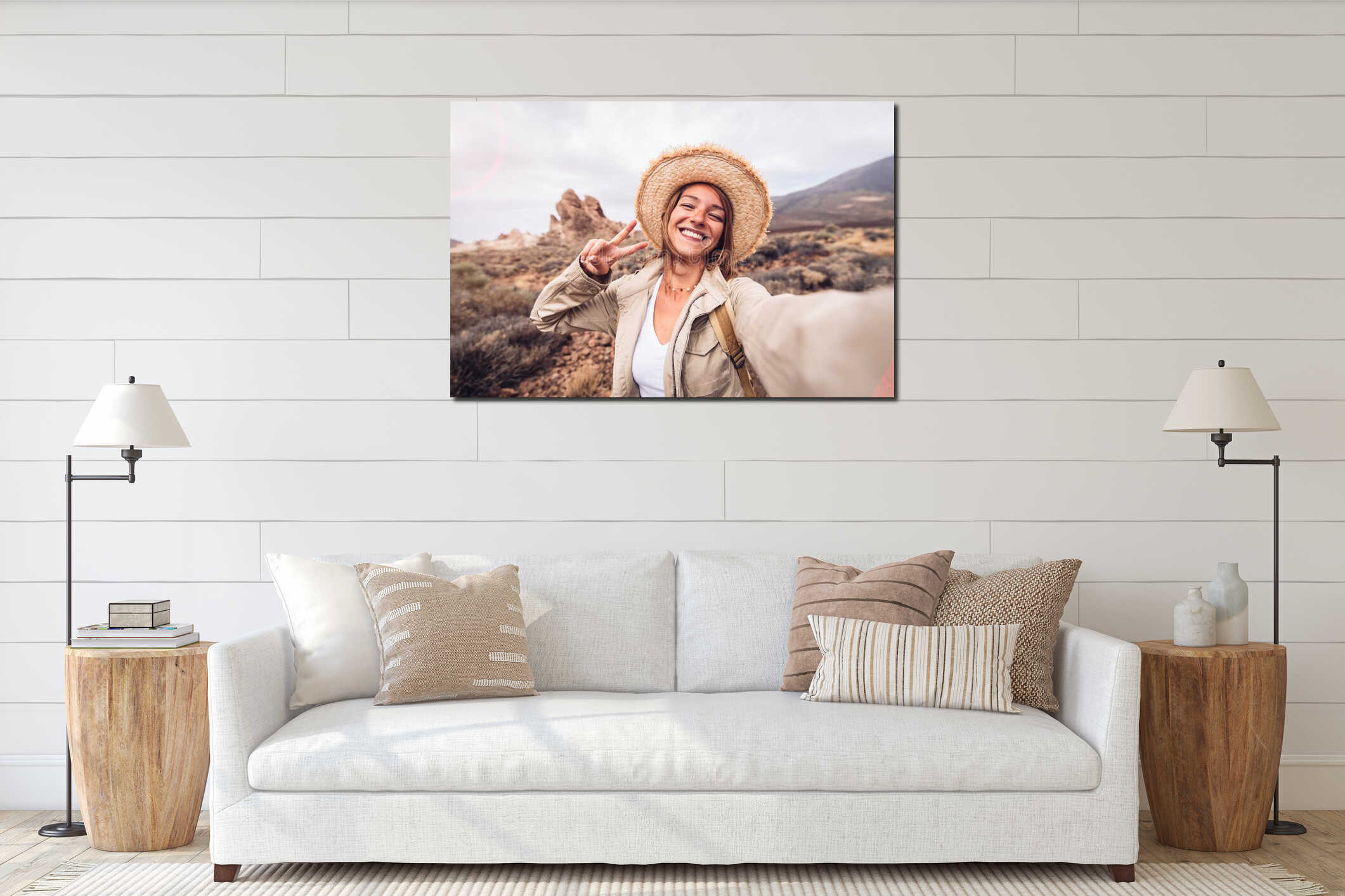 Canvas hanging interior mockup