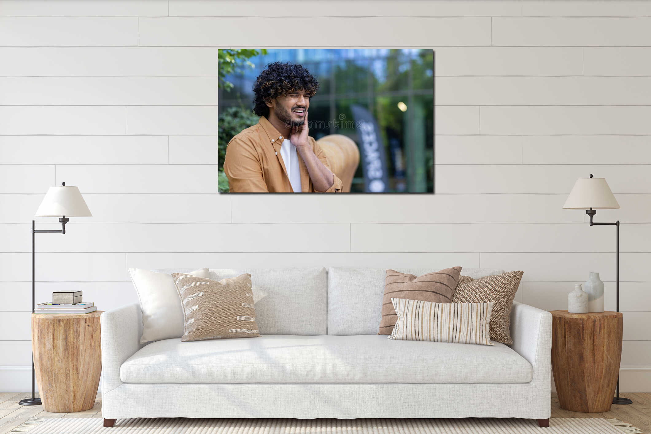 Canvas hanging interior mockup