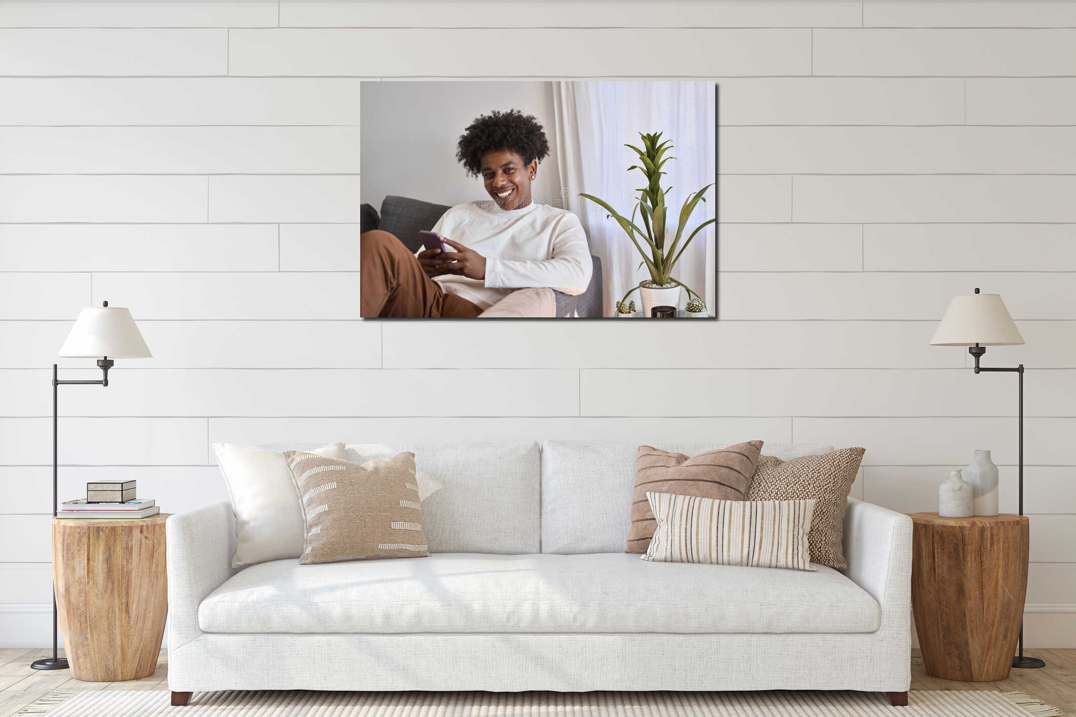Canvas hanging interior mockup