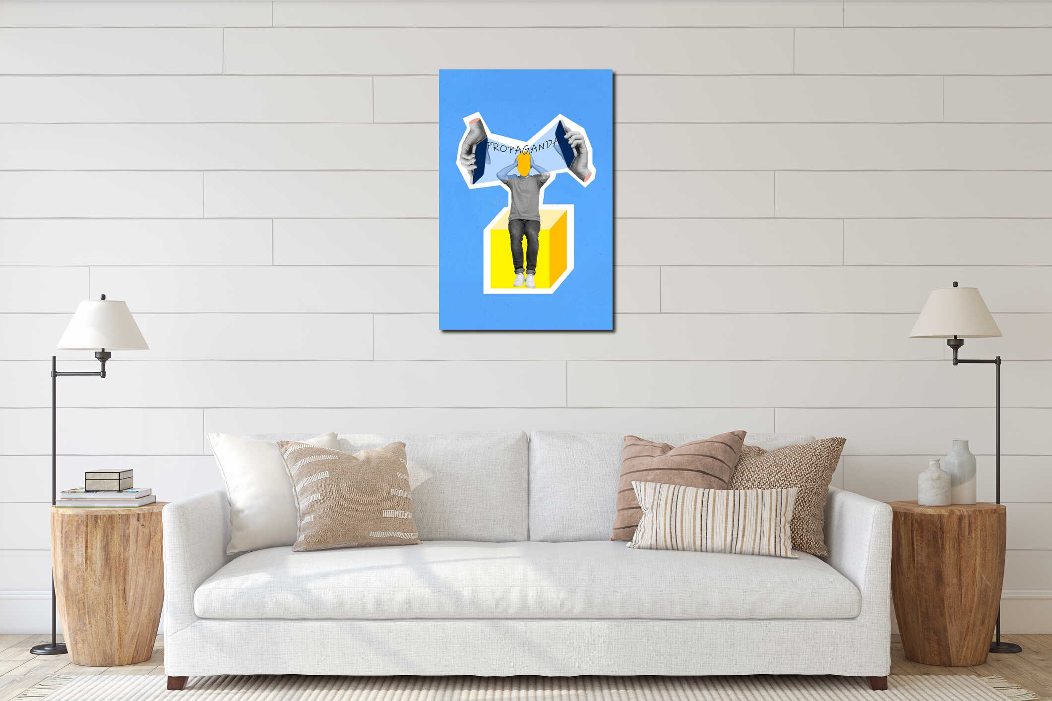 Canvas hanging interior mockup