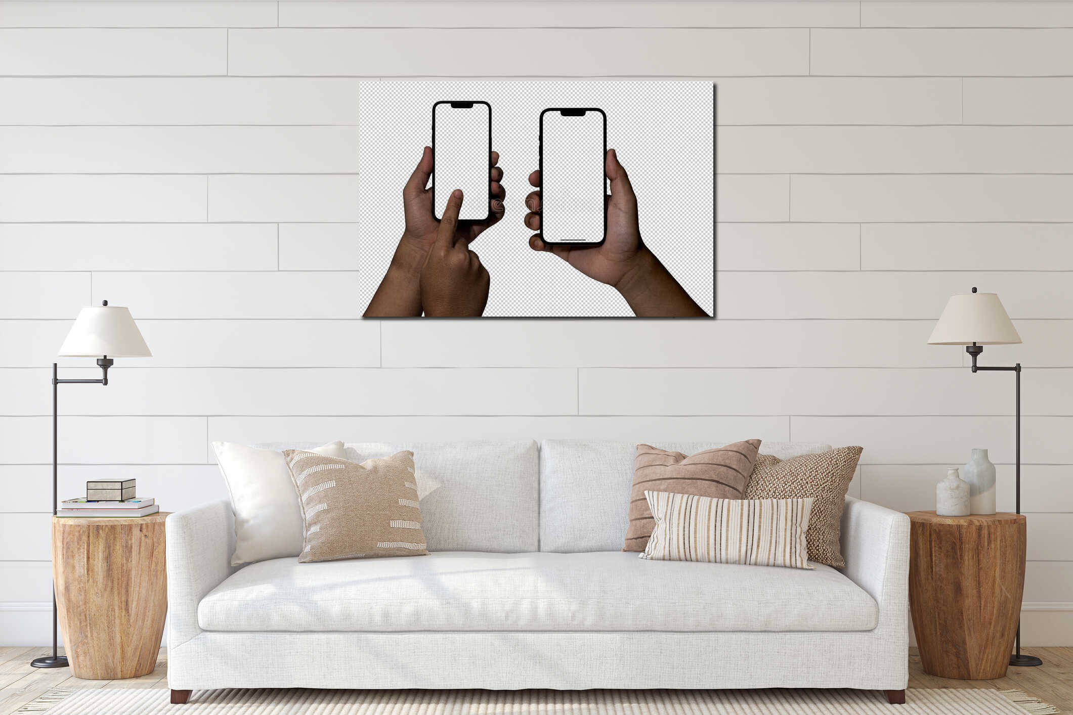 Canvas hanging interior mockup