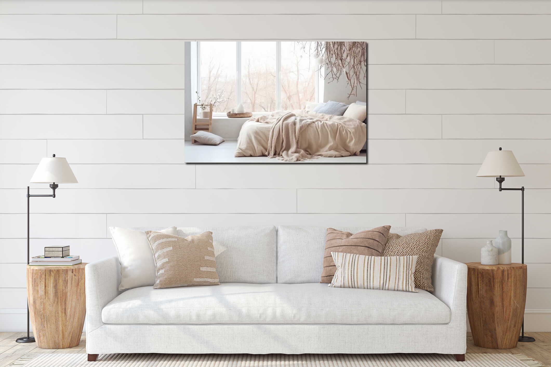Canvas hanging interior mockup