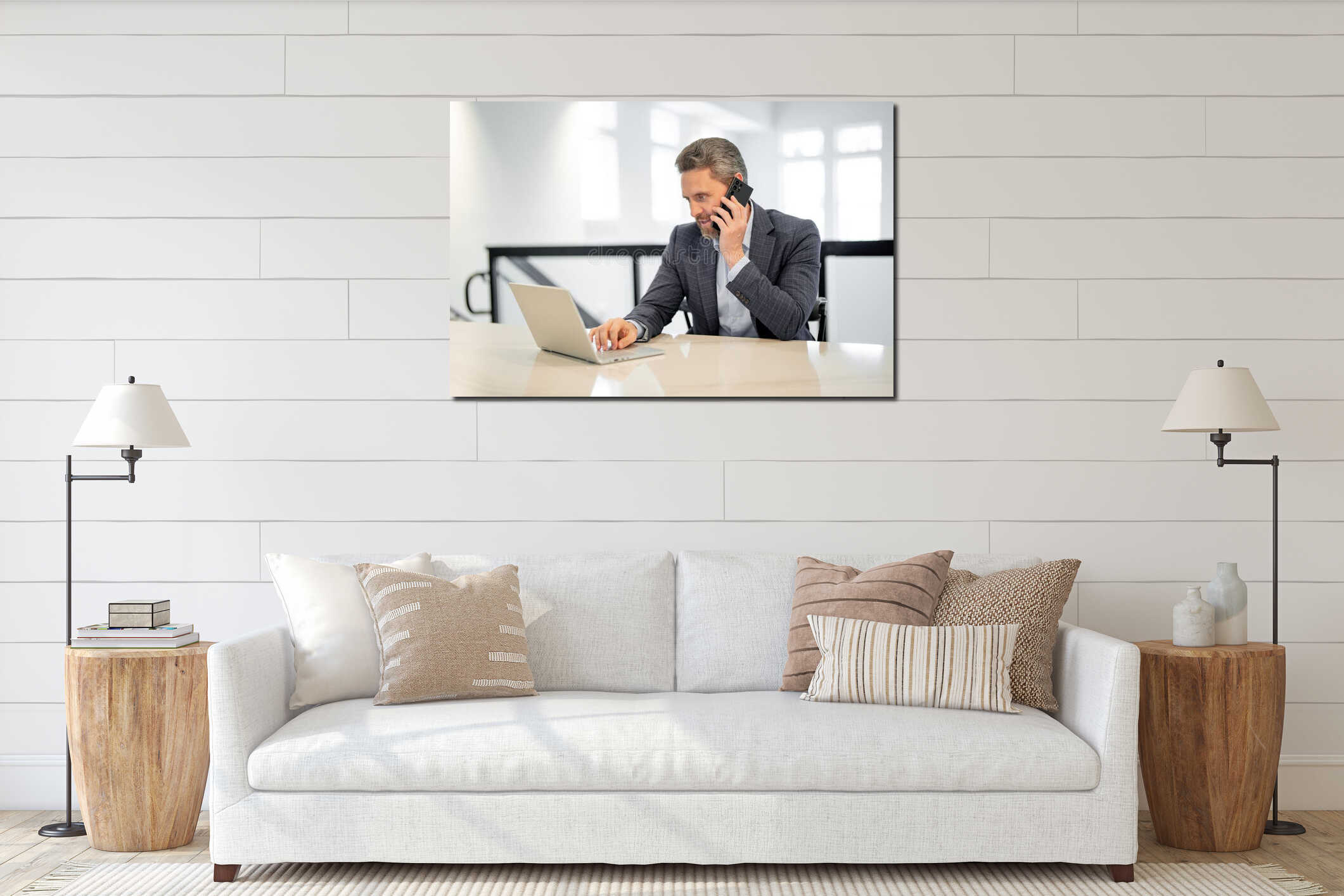 Canvas hanging interior mockup