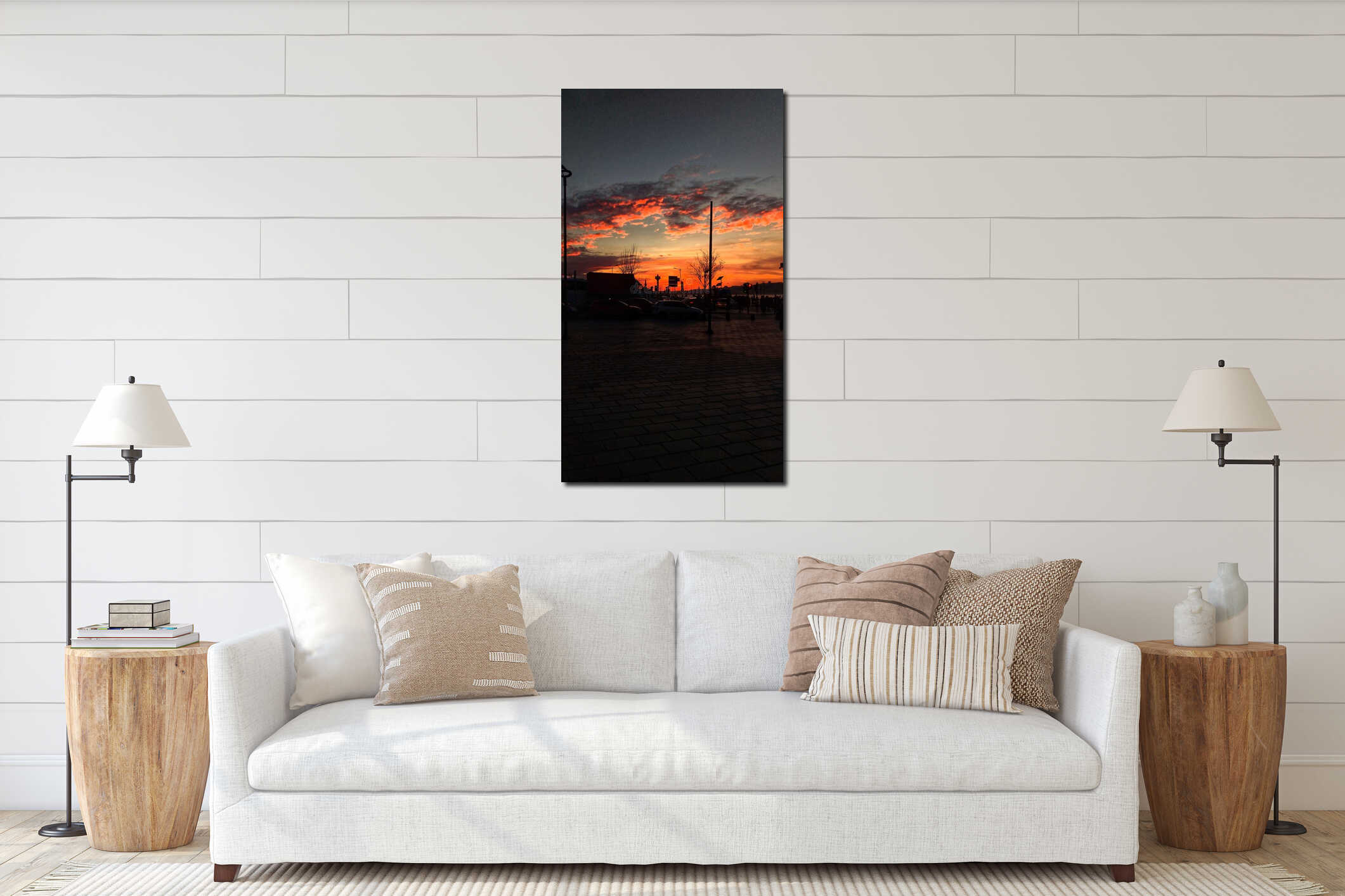 Canvas hanging interior mockup