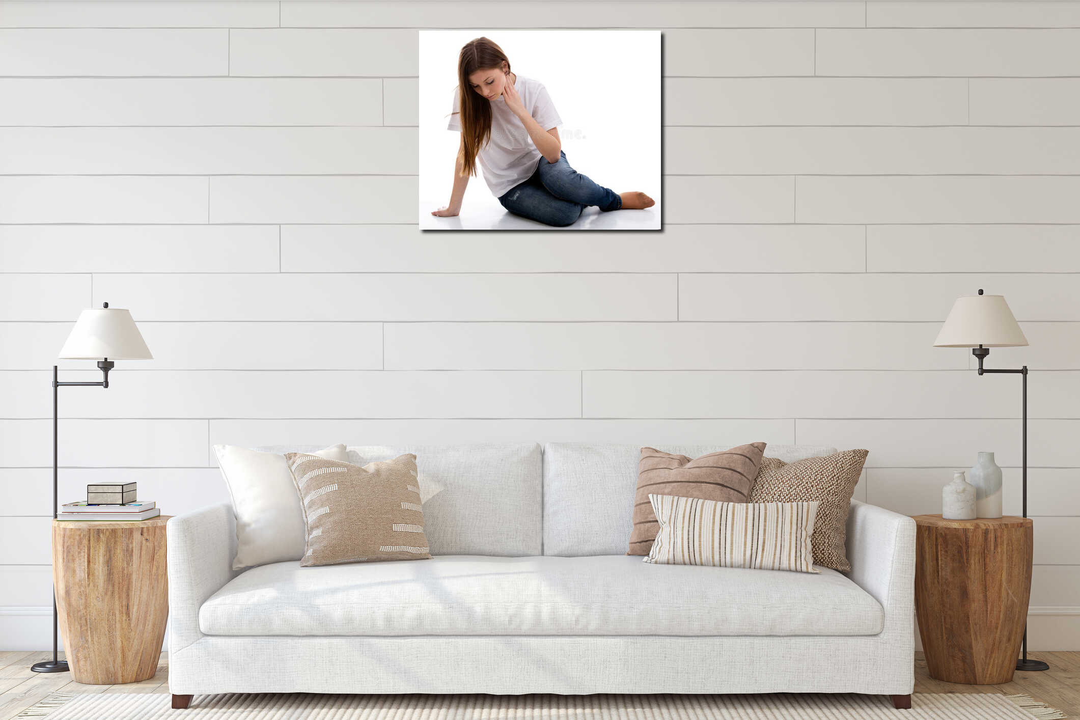 Canvas hanging interior mockup