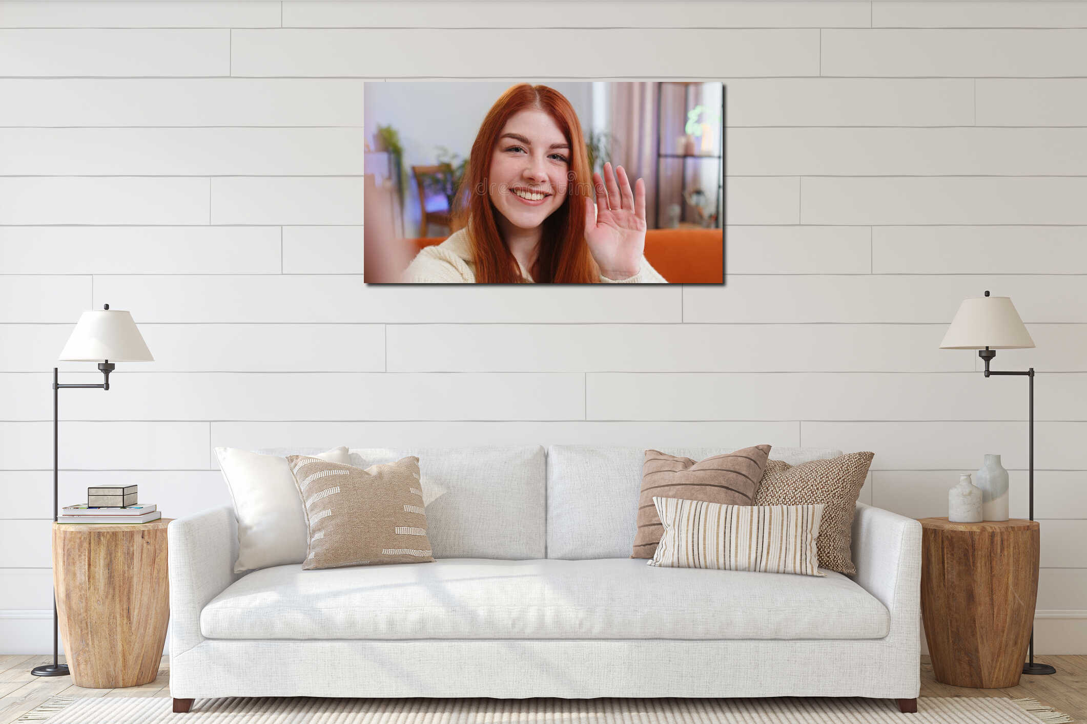 Canvas hanging interior mockup