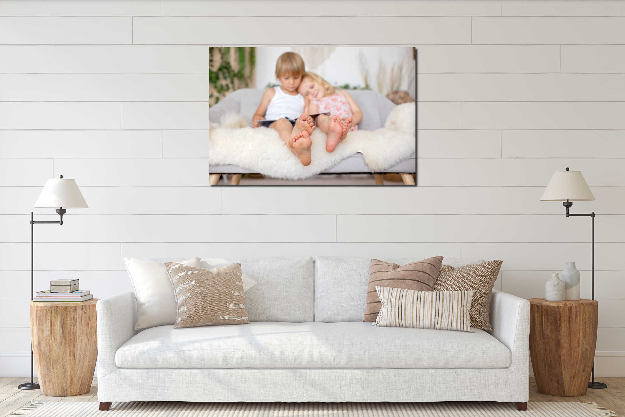 Canvas hanging interior mockup