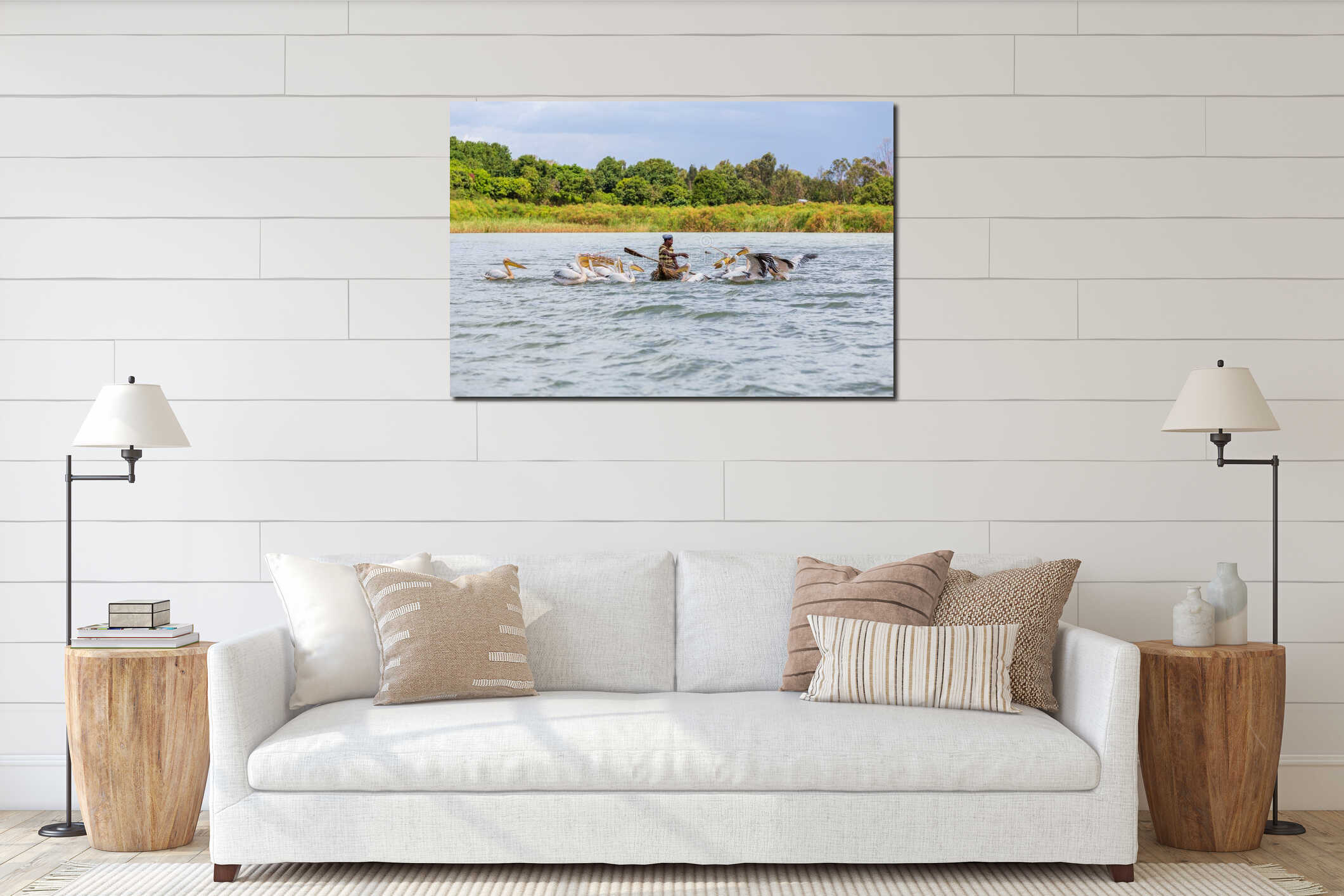 Canvas hanging interior mockup