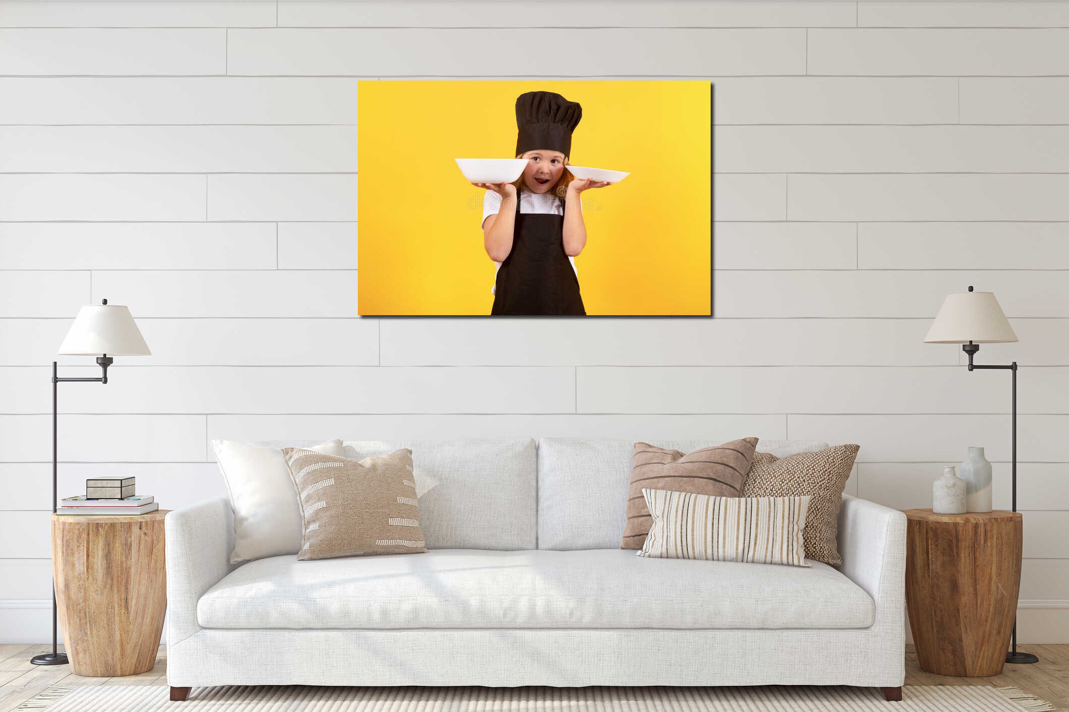 Canvas hanging interior mockup