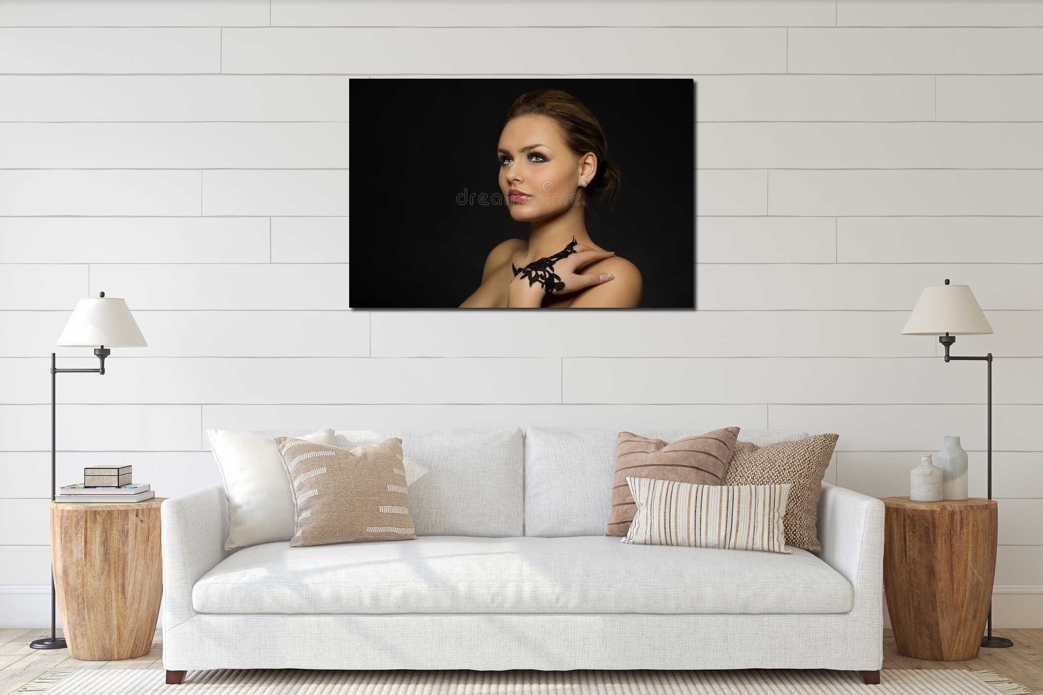 Canvas hanging interior mockup