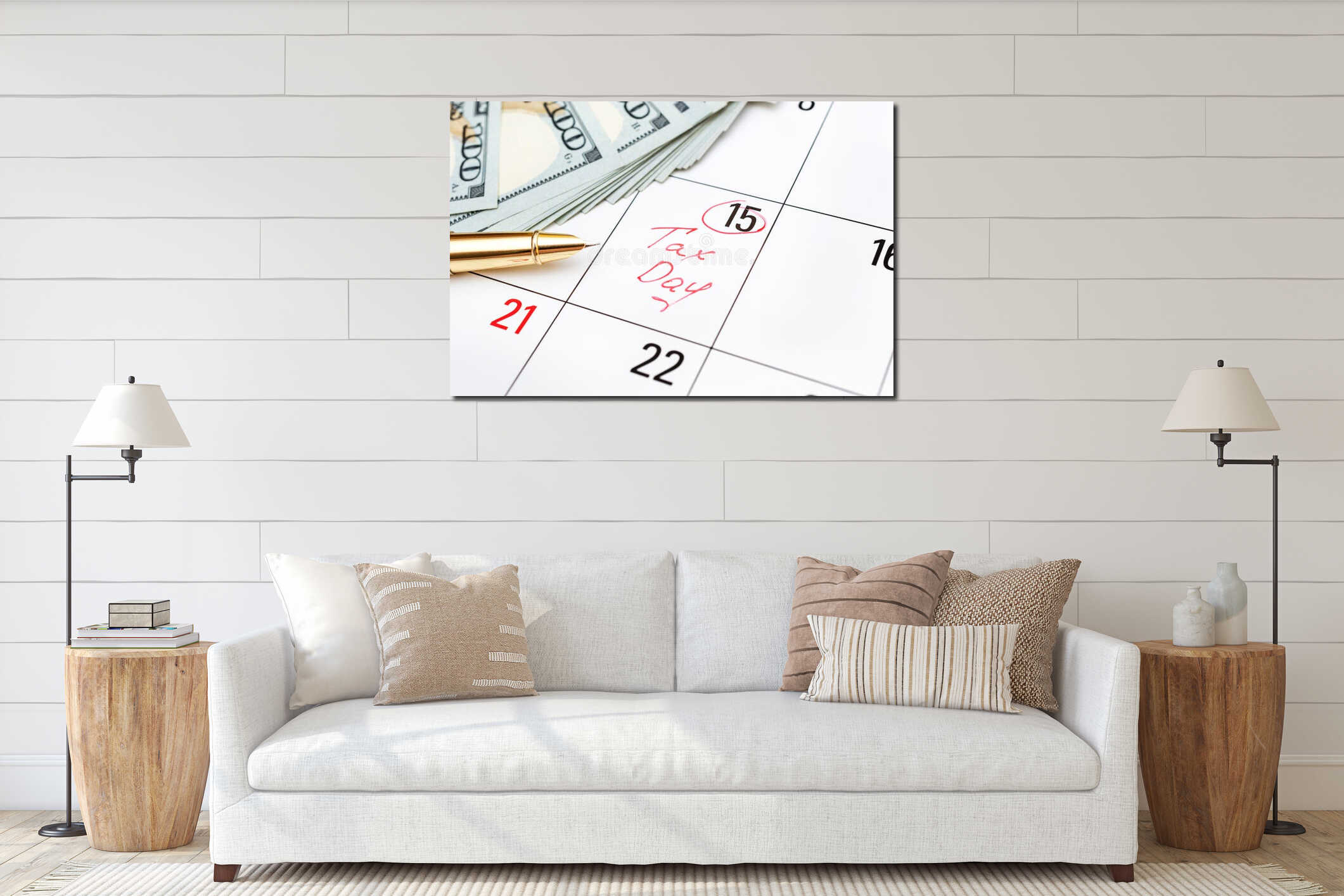 Canvas hanging interior mockup