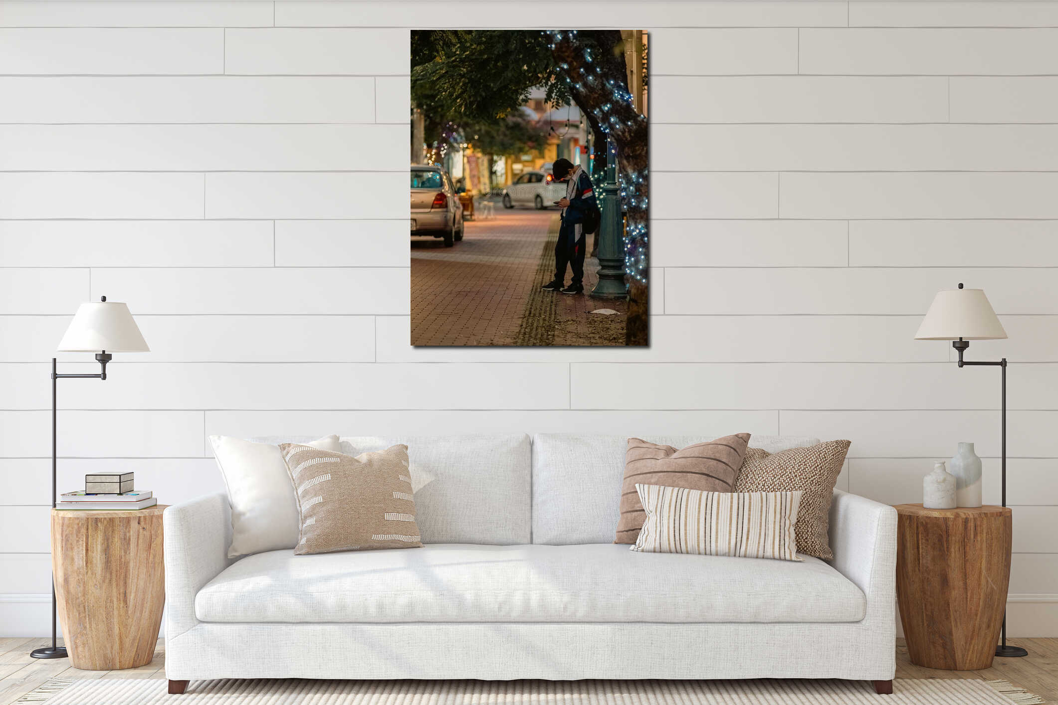 Canvas hanging interior mockup