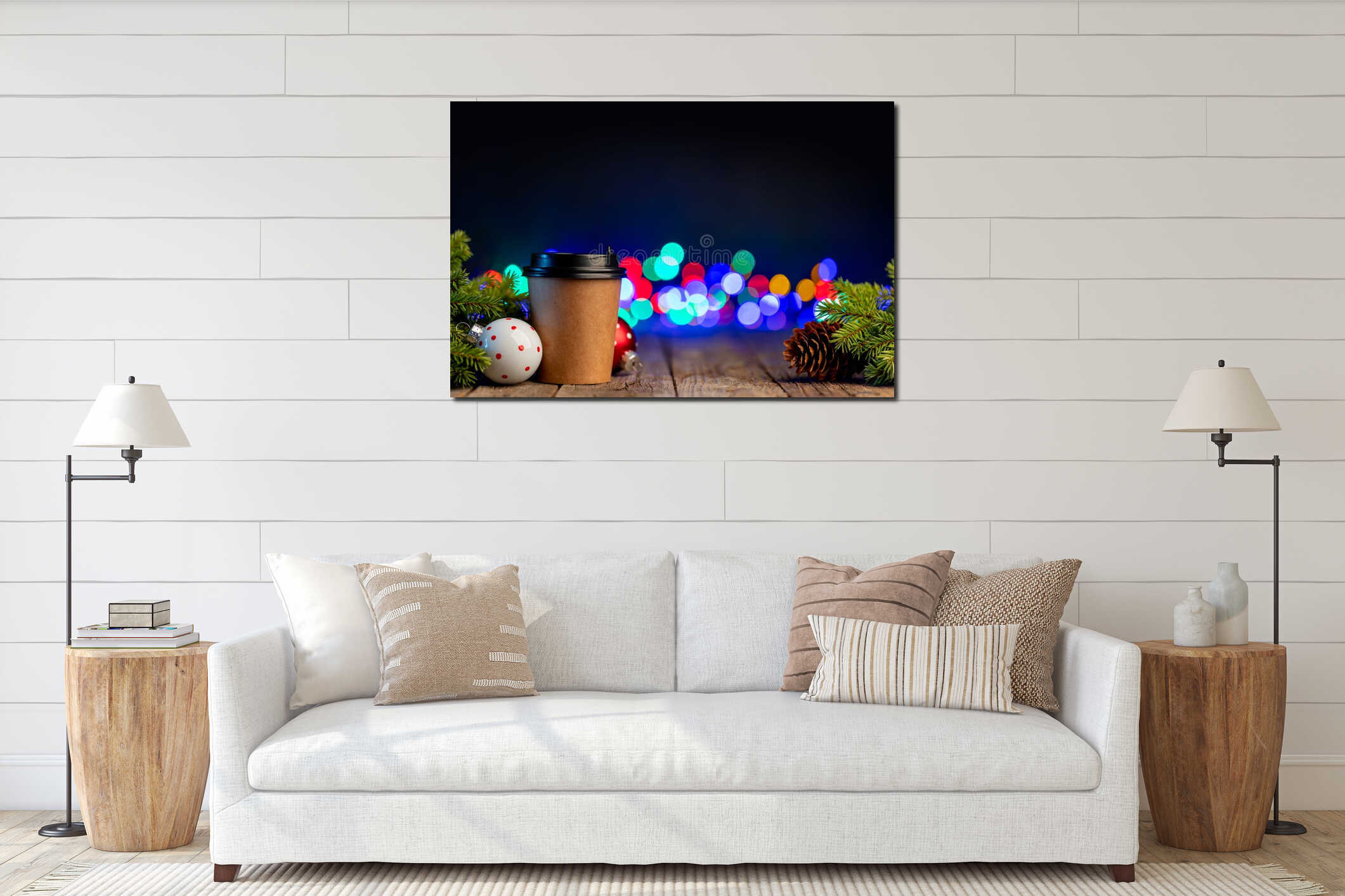 Canvas hanging interior mockup