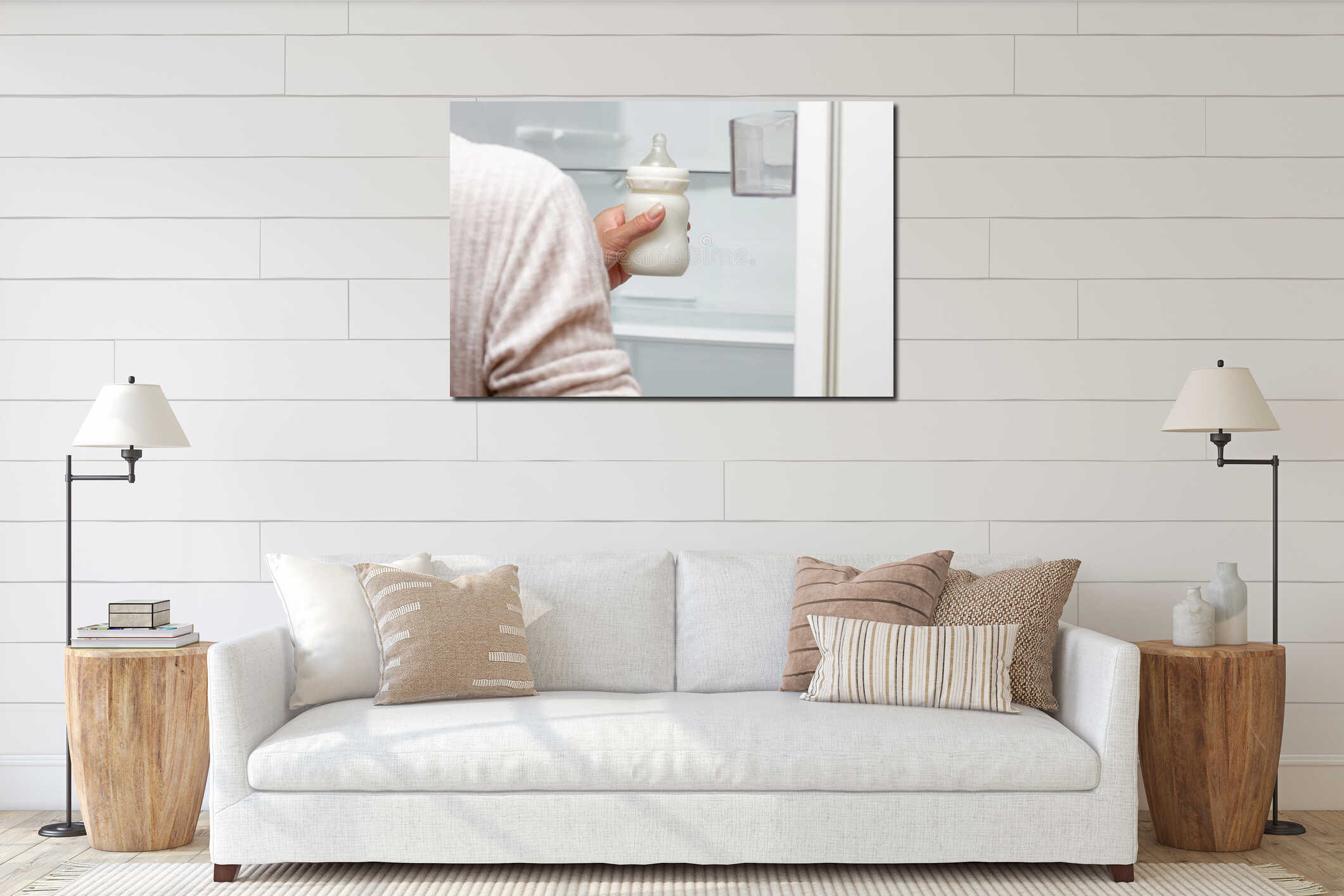 Canvas hanging interior mockup