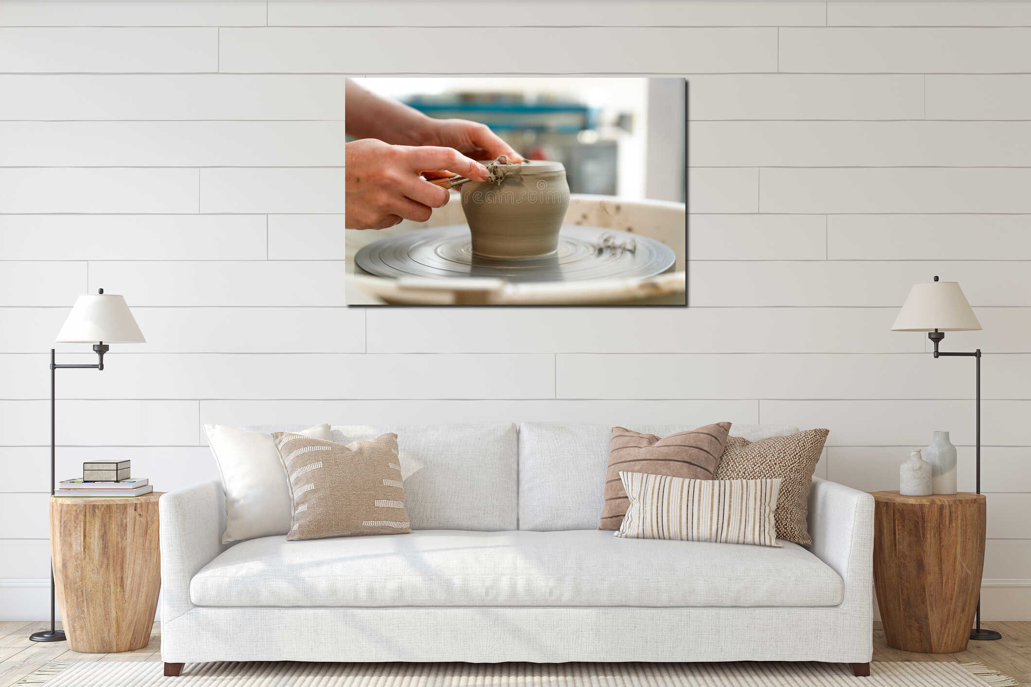 Canvas hanging interior mockup