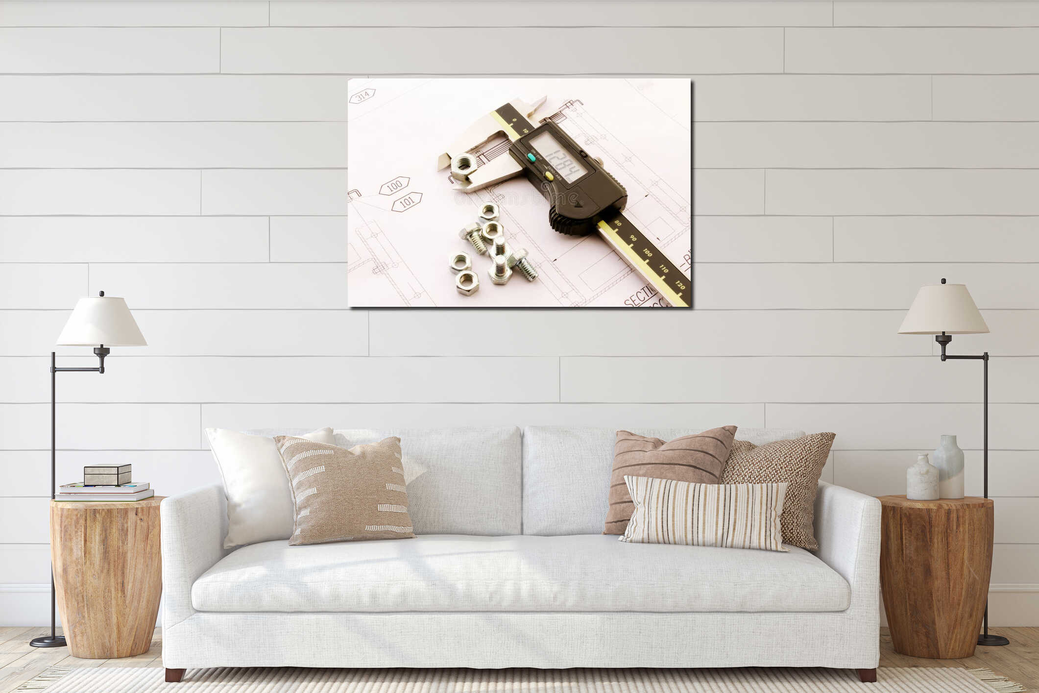 Canvas hanging interior mockup