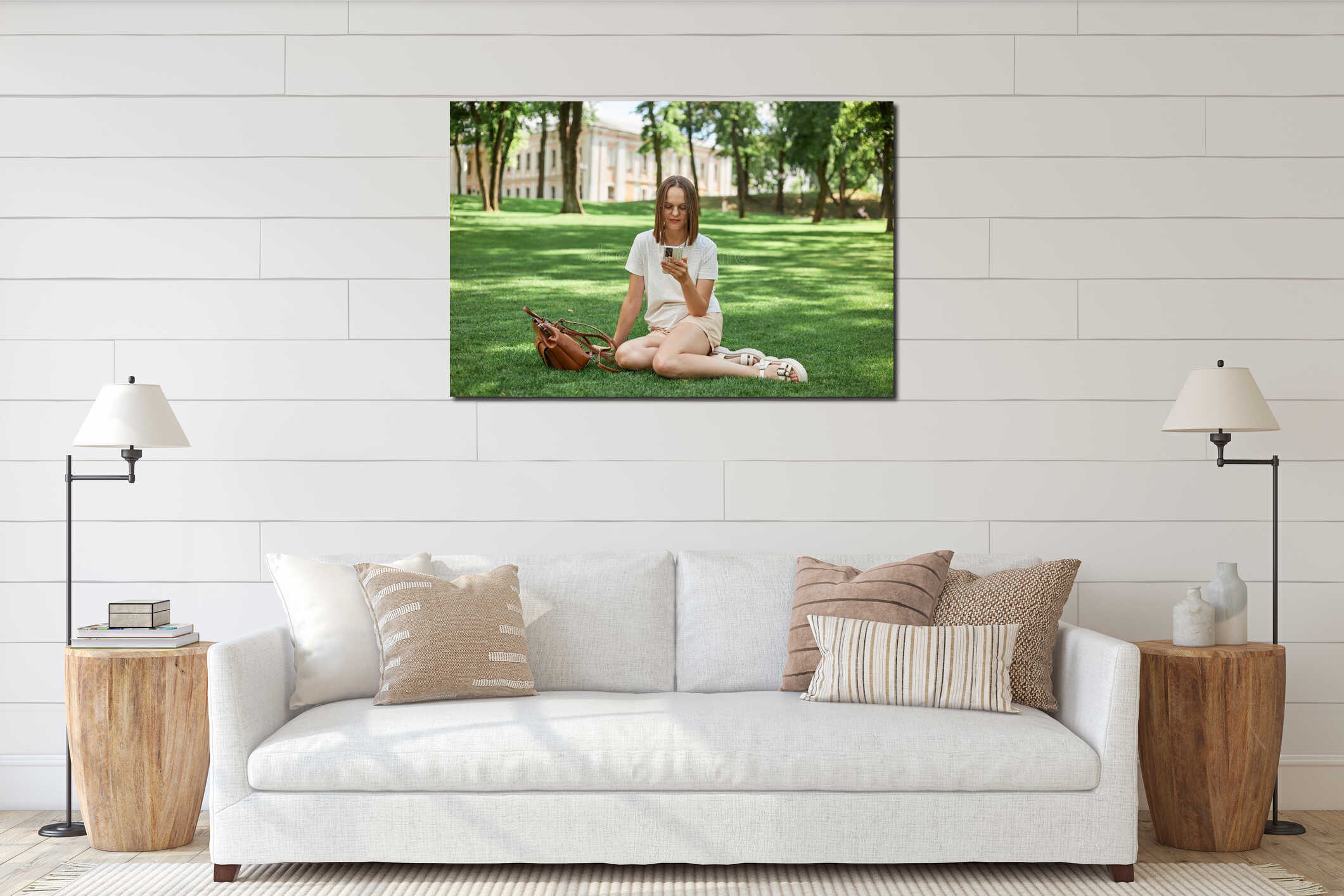 Canvas hanging interior mockup