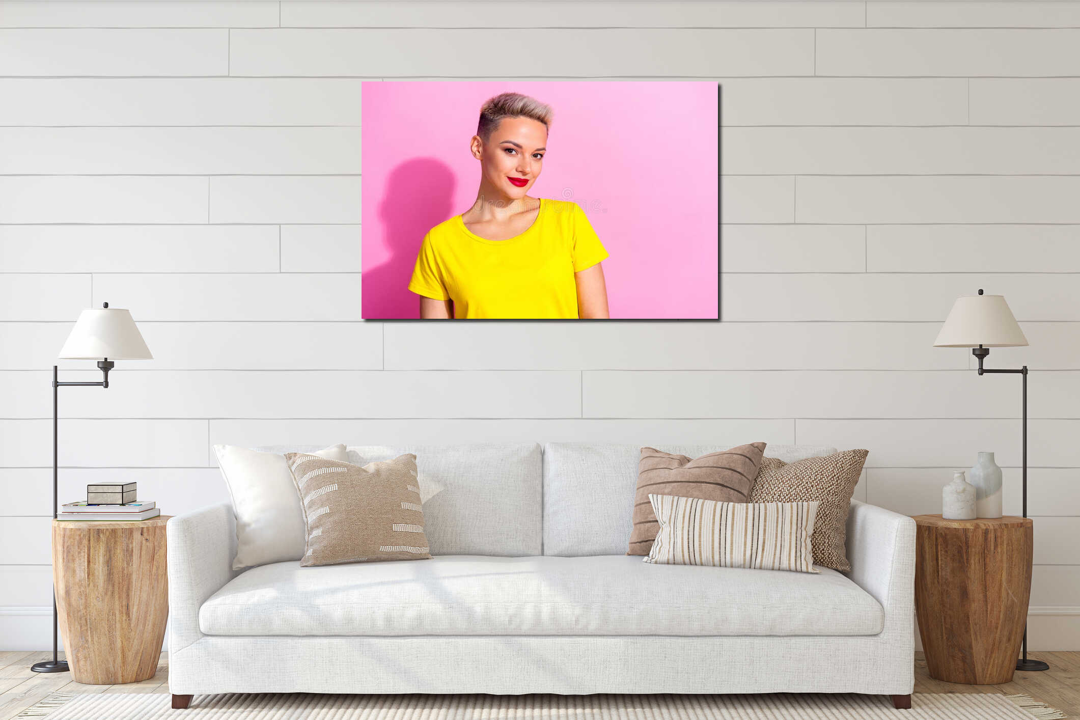 Canvas hanging interior mockup